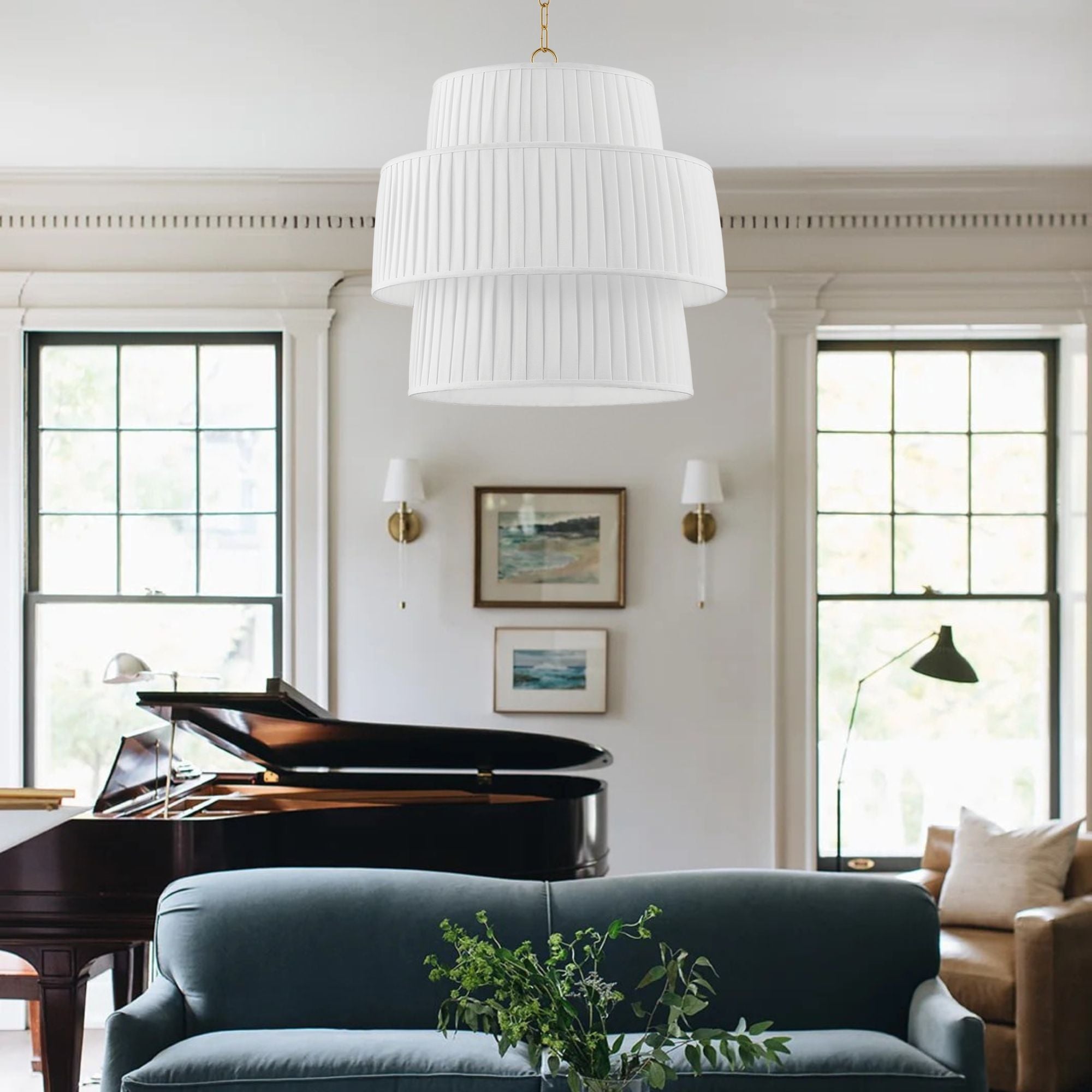 Rya 22" Pendant, Aged Brass Finish