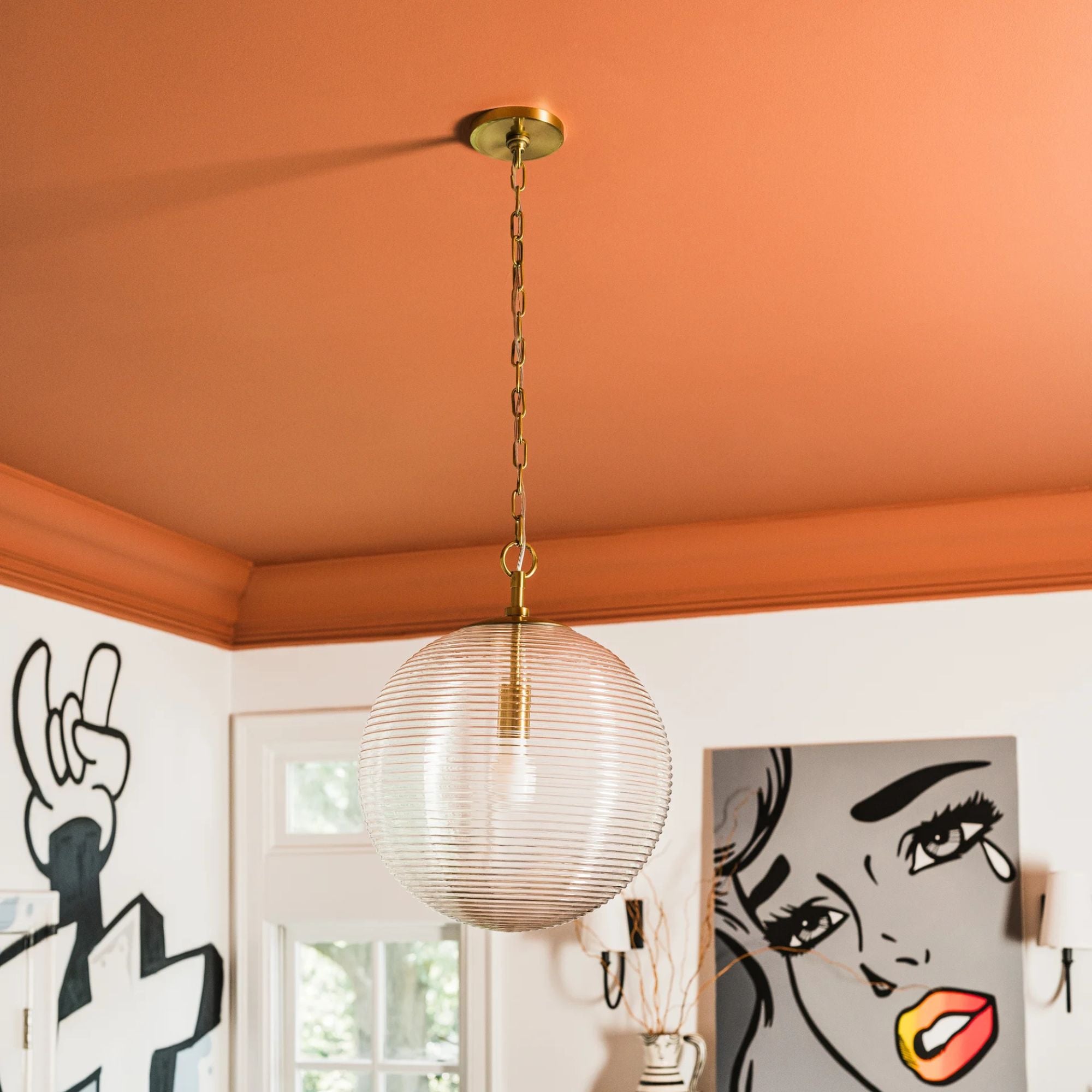 Sara 30" Pendant, Aged Brass Finish