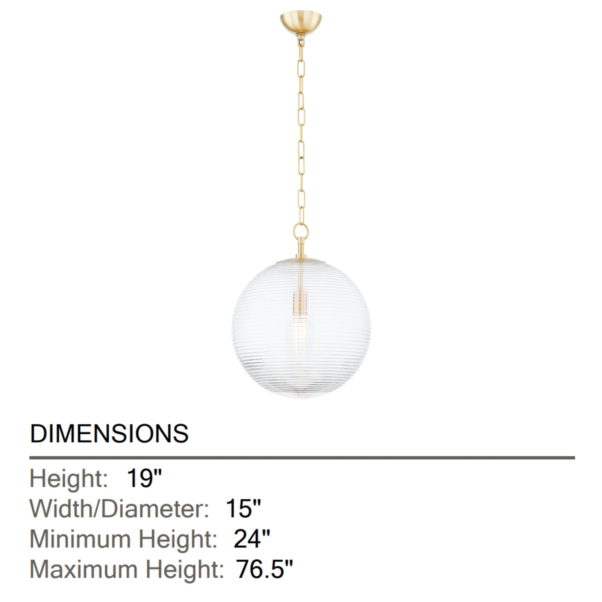 Sara 30" Pendant, Aged Brass Finish