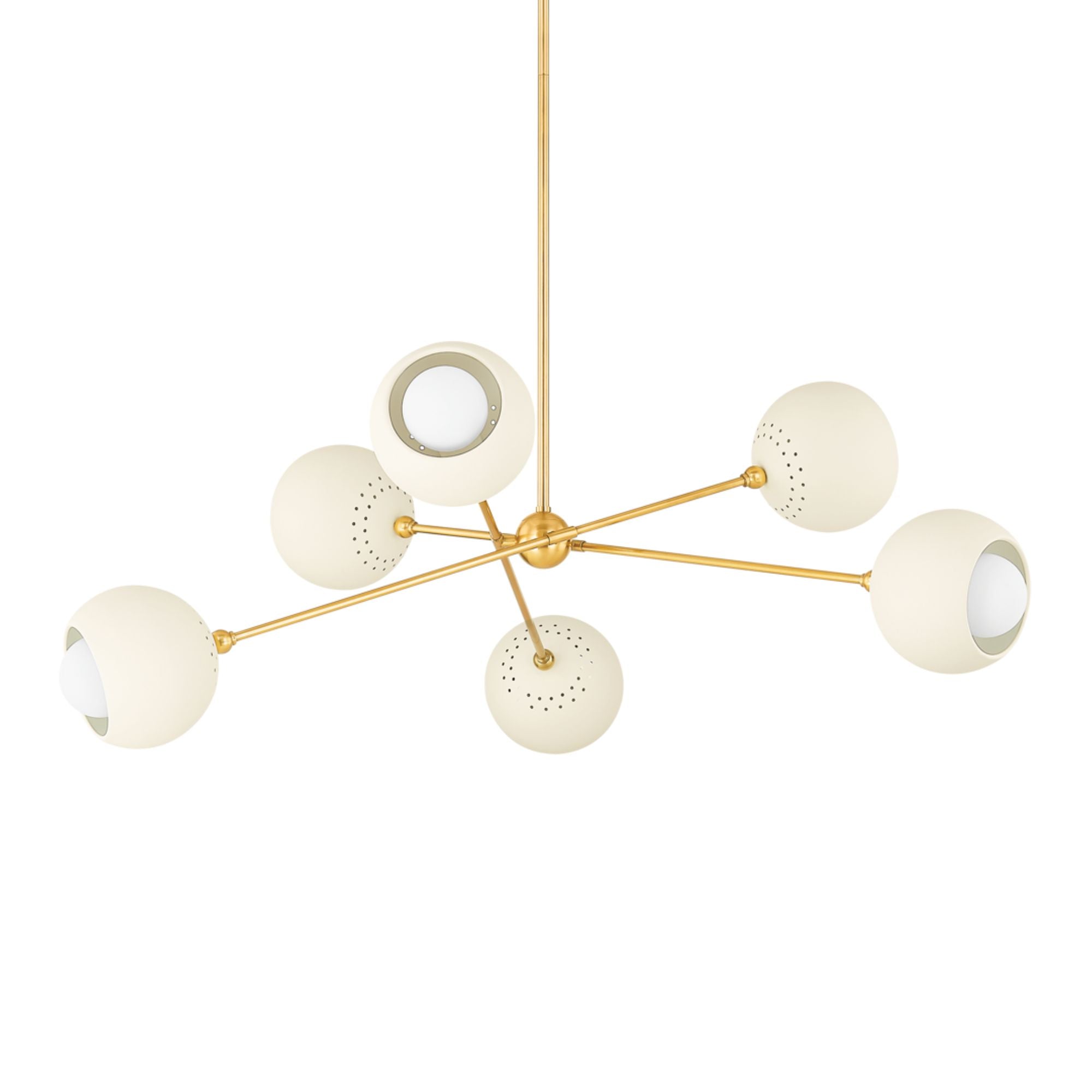 Saylor 40" 6-Light Chandelier, Aged Brass/Soft Cream Finish