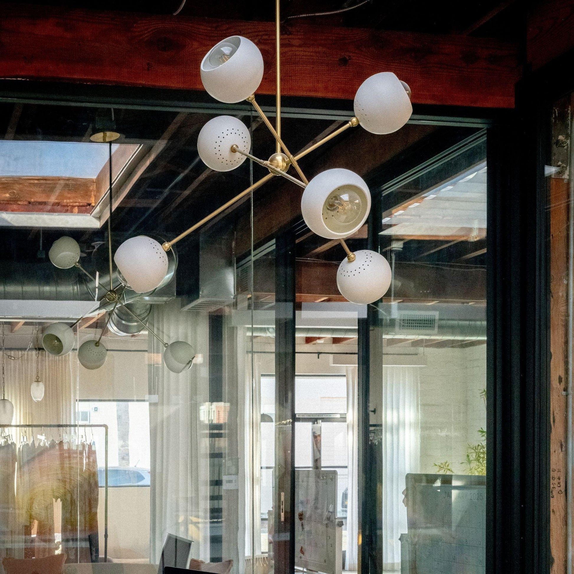 Mitzi - Saylor 40" 6-Light Chandelier, Aged Brass/Soft Cream Finish | Bees Lighting