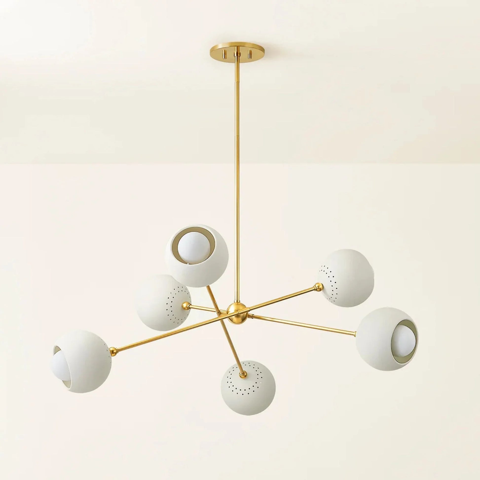 Mitzi - Saylor 40" 6-Light Chandelier, Aged Brass/Soft Cream Finish | Bees Lighting