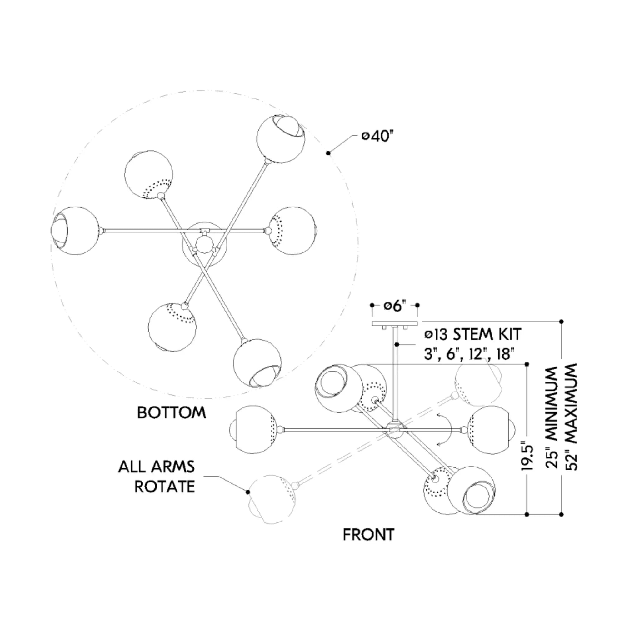 Mitzi - Saylor 40" 6-Light Chandelier, Aged Brass/Soft Cream Finish | Bees Lighting
