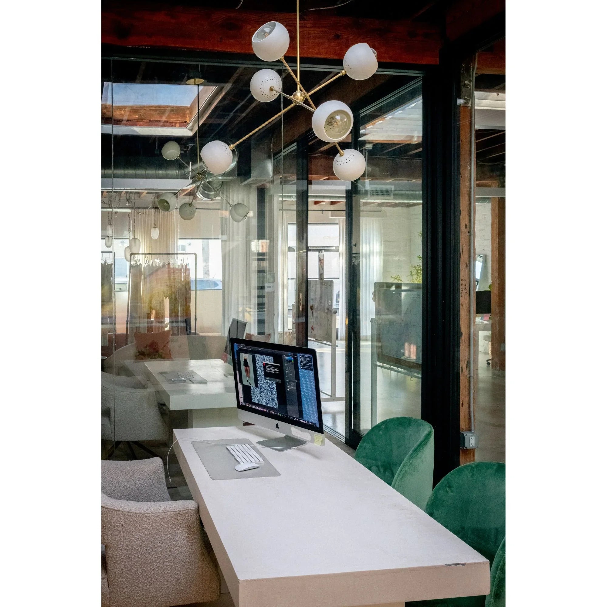 Mitzi - Saylor 40" 6-Light Chandelier, Aged Brass/Soft Cream Finish | Bees Lighting