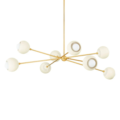 Saylor 54" 8-Light Chandelier, Aged Brass/Soft Cream Finish