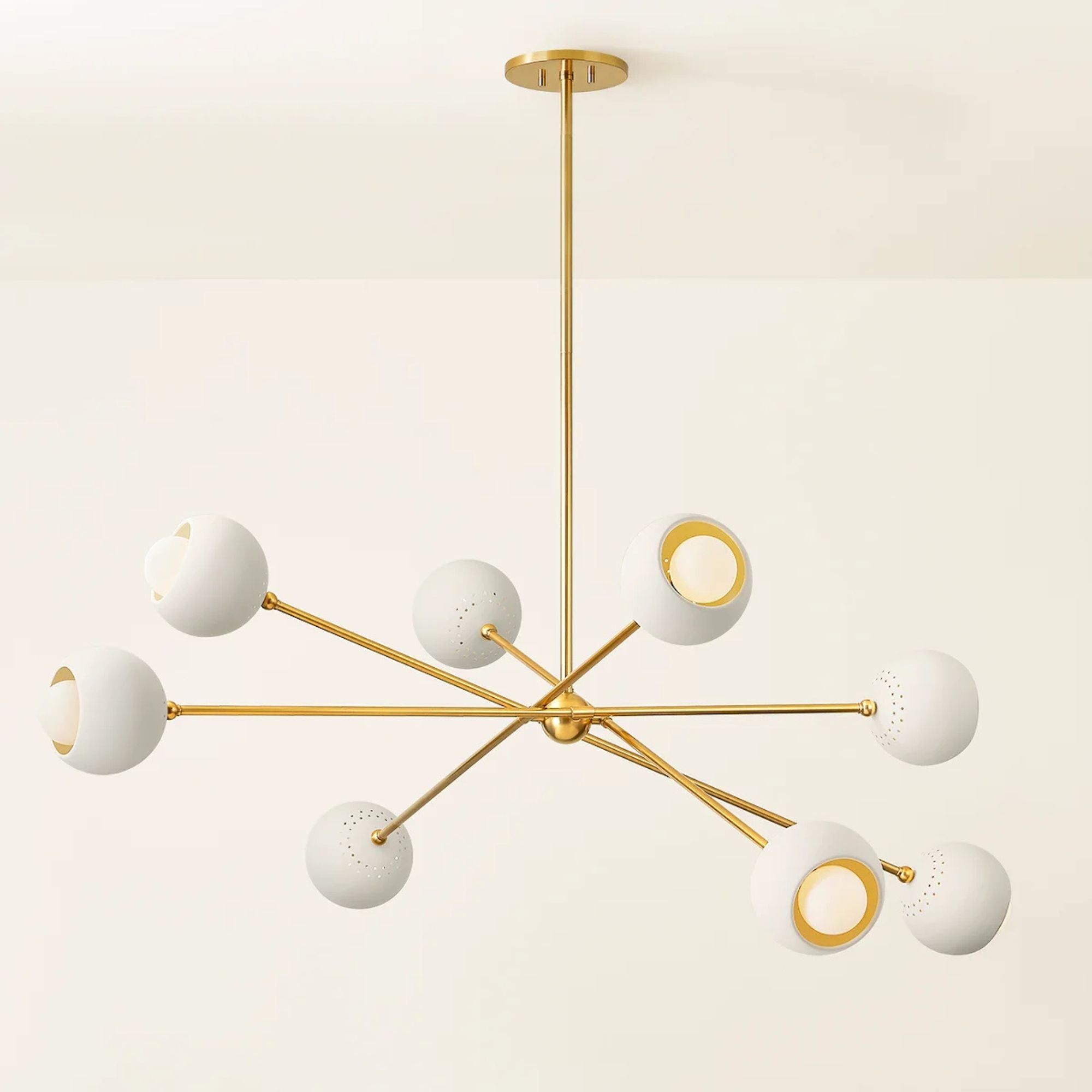 Saylor 54" 8-Light Chandelier, Aged Brass/Soft Cream Finish