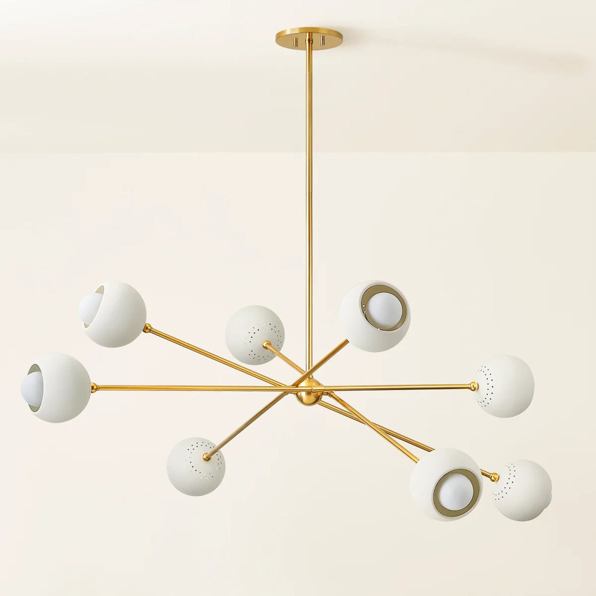 Saylor 54" 8-Light Chandelier, Aged Brass/Soft Cream Finish