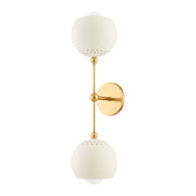 Saylor 23" 2-Light Wall Sconce, Aged Brass/Soft Cream Finish