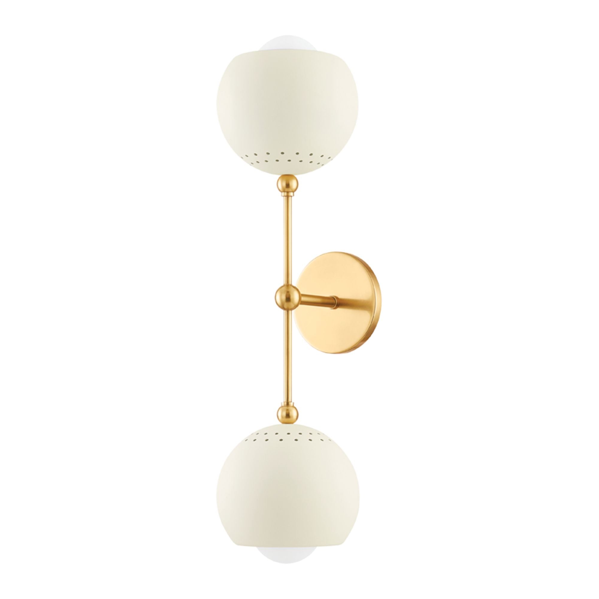 Saylor 23" 2-Light Wall Sconce, Aged Brass/Soft Cream Finish