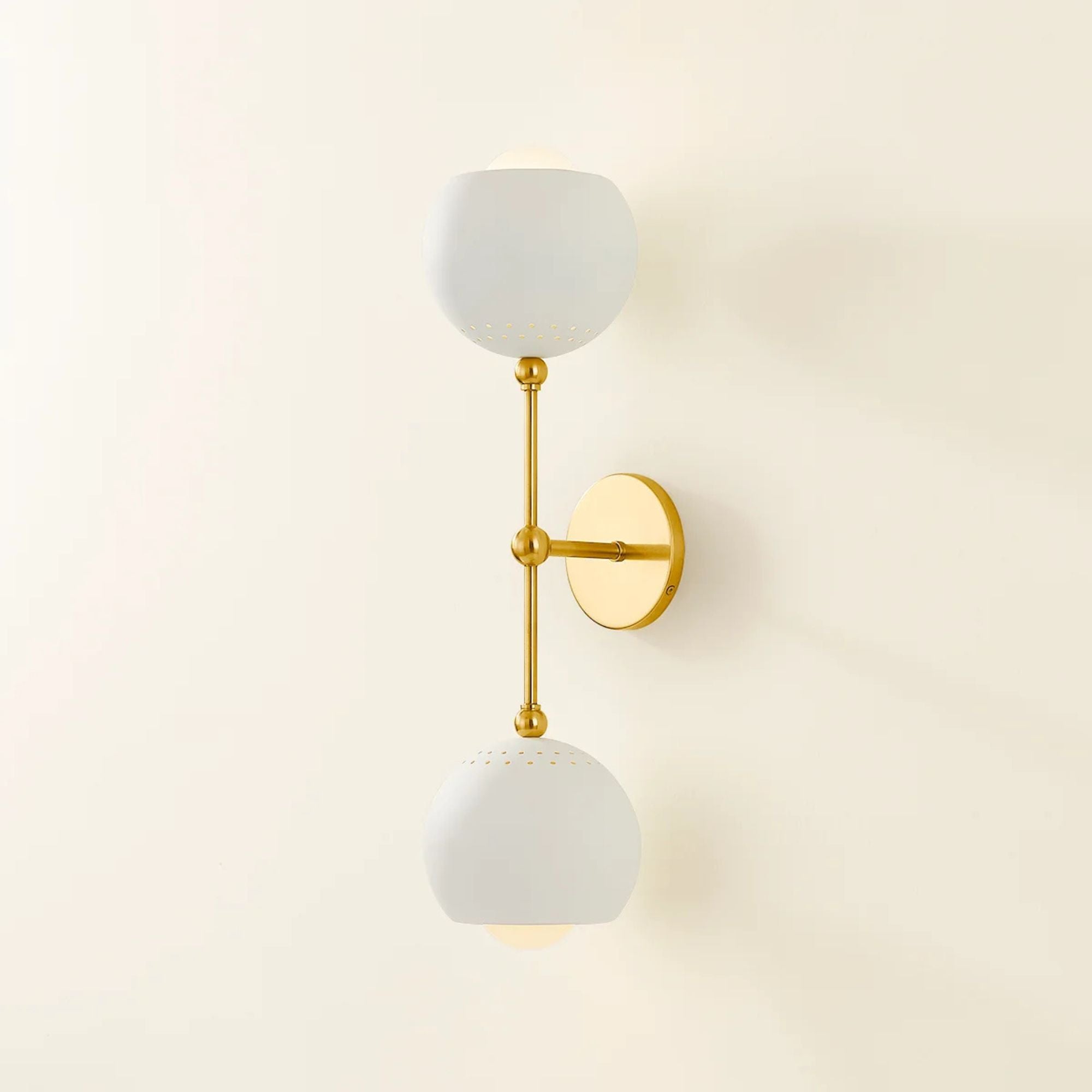 Saylor 23" 2-Light Wall Sconce, Aged Brass/Soft Cream Finish