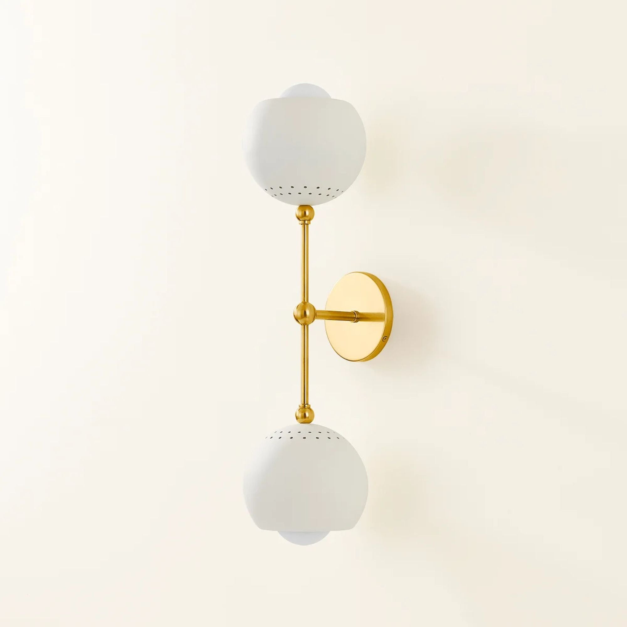 Saylor 23" 2-Light Wall Sconce, Aged Brass/Soft Cream Finish