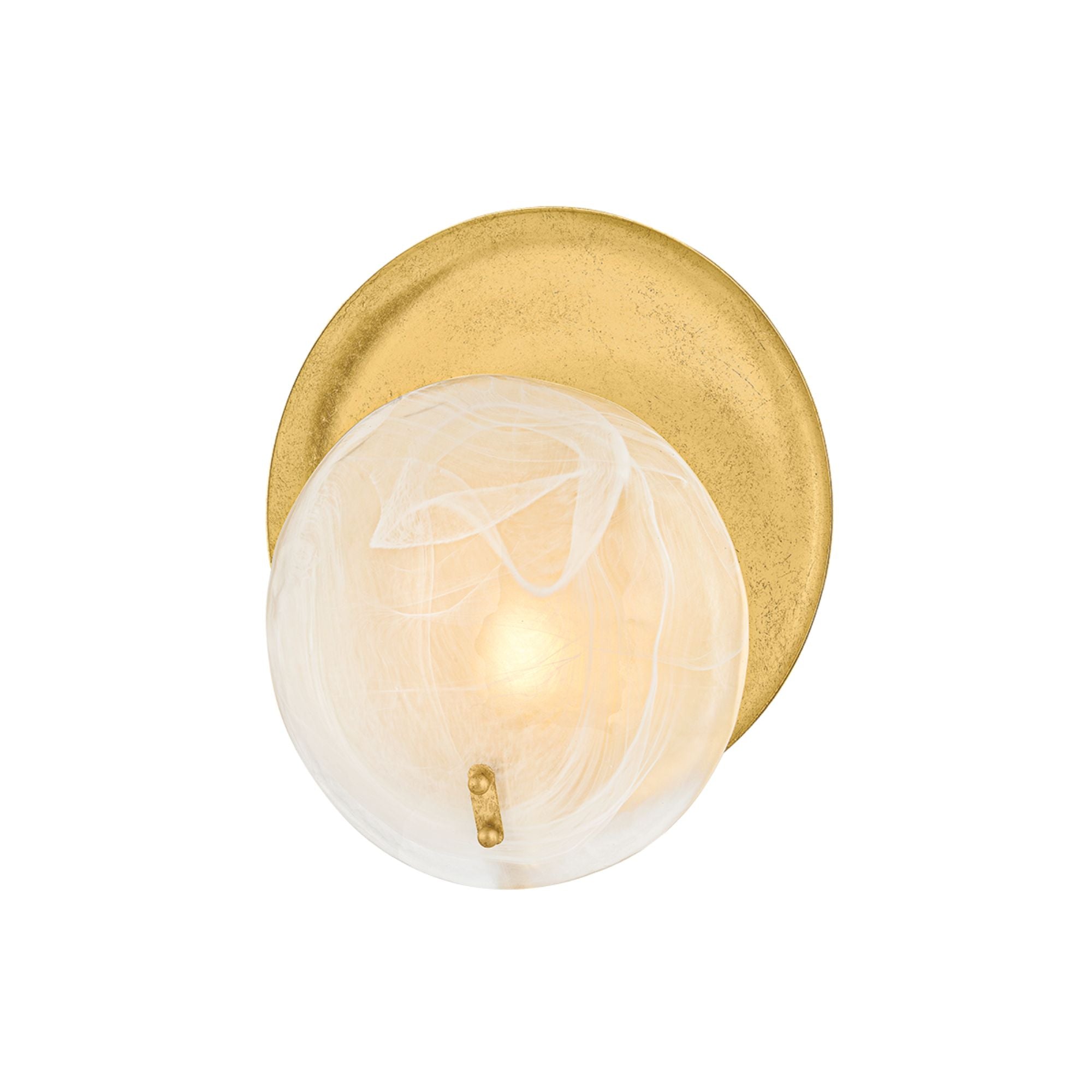 Mitzi Shanette 12.5 in. Wall Sconce, Vintage Gold Leaf with Piastra Glass