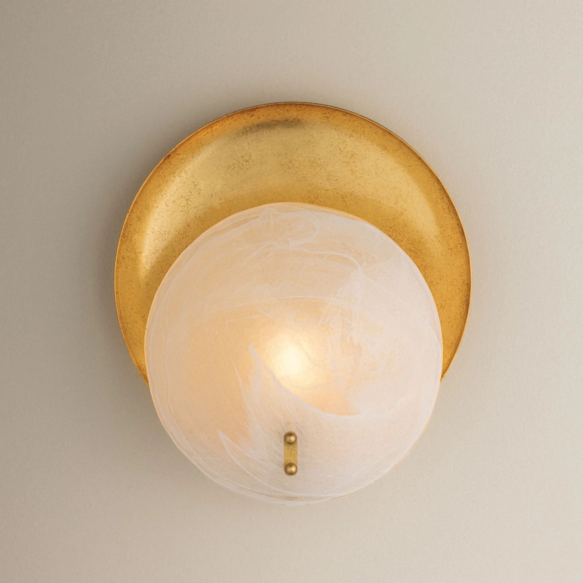 Mitzi Shanette 12.5 in. Wall Sconce, Vintage Gold Leaf with Piastra Glass