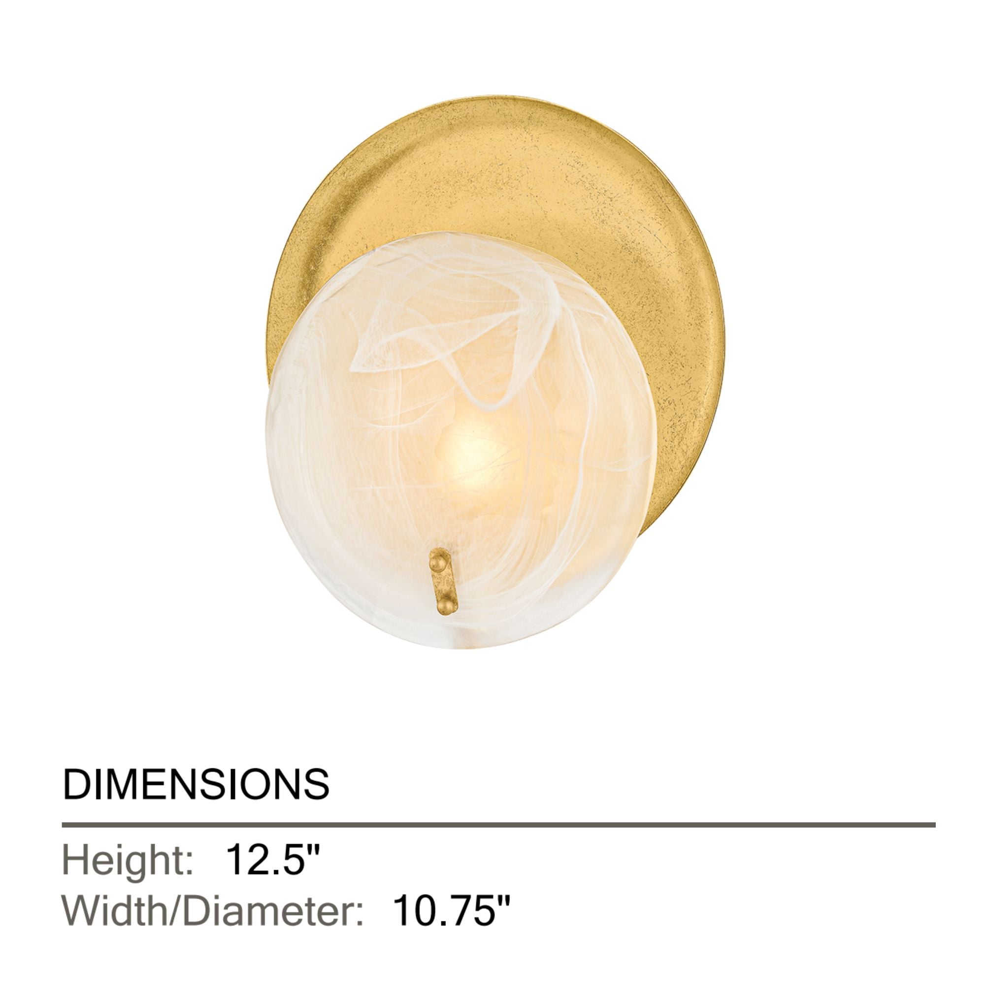 Mitzi Shanette 12.5 in. Wall Sconce, Vintage Gold Leaf with Piastra Glass