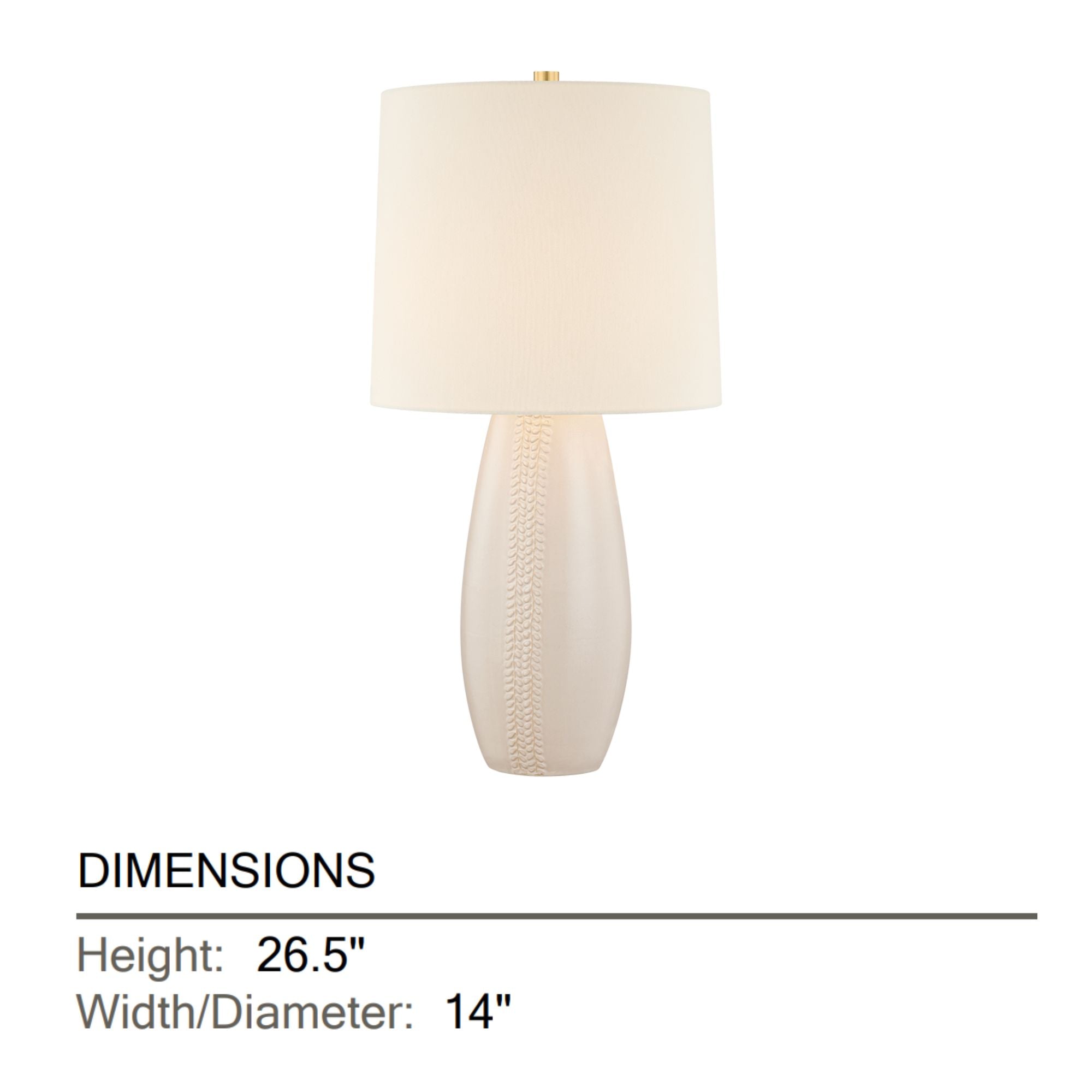 Mitzi Shavani 26.5 in. Table Lamp, Aged Brass with Ceramic Honeydew & Off White Linen Shade