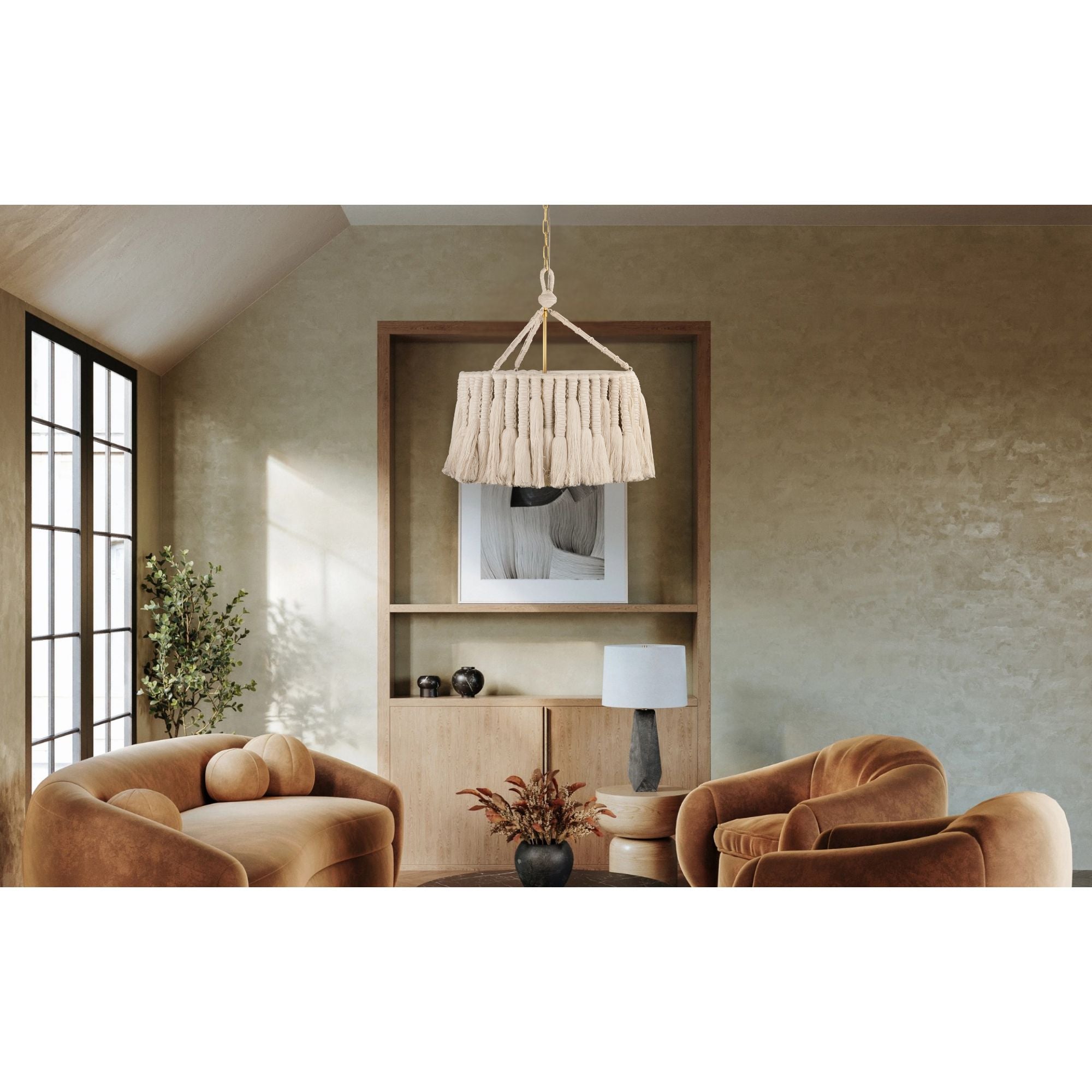 Shayla 28" Chandelier, Aged Brass Finish