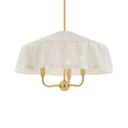 Mitzi Shivonne 22 in. 3-Light Pendant, Aged Brass with Ivory Linen Shade
