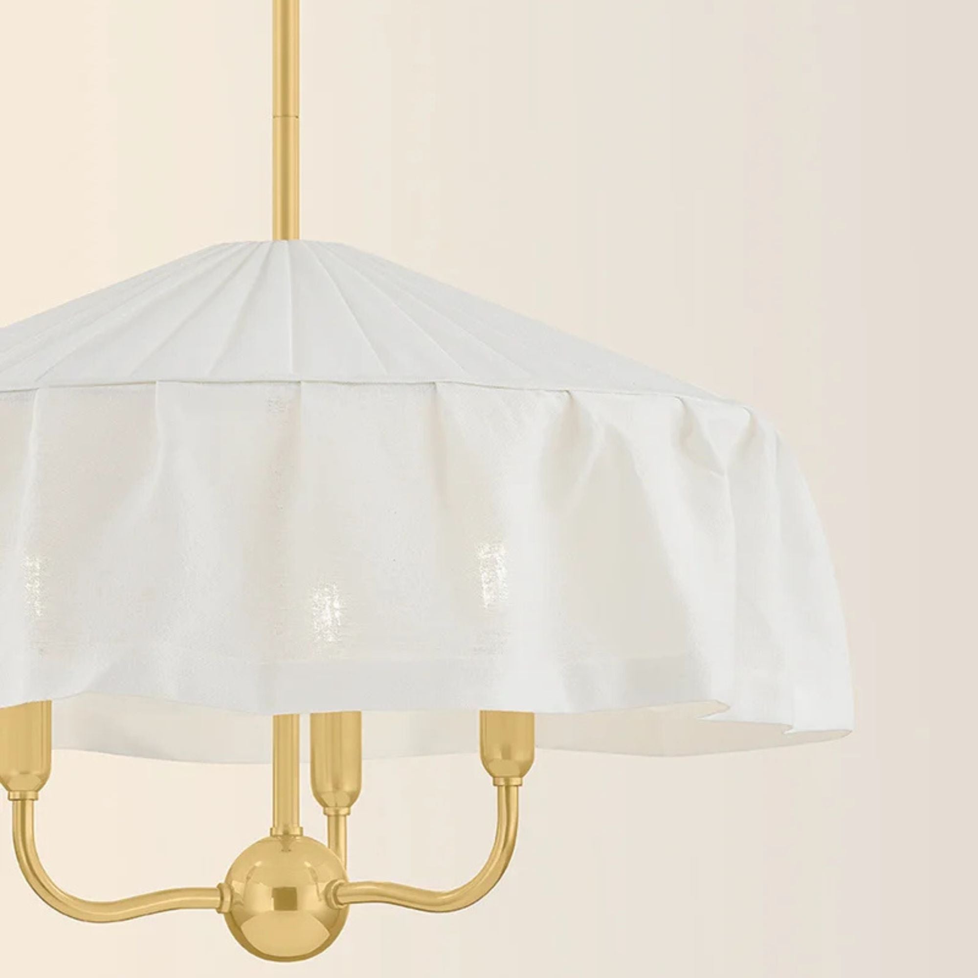 Mitzi Shivonne 22 in. 3-Light Pendant, Aged Brass with Ivory Linen Shade