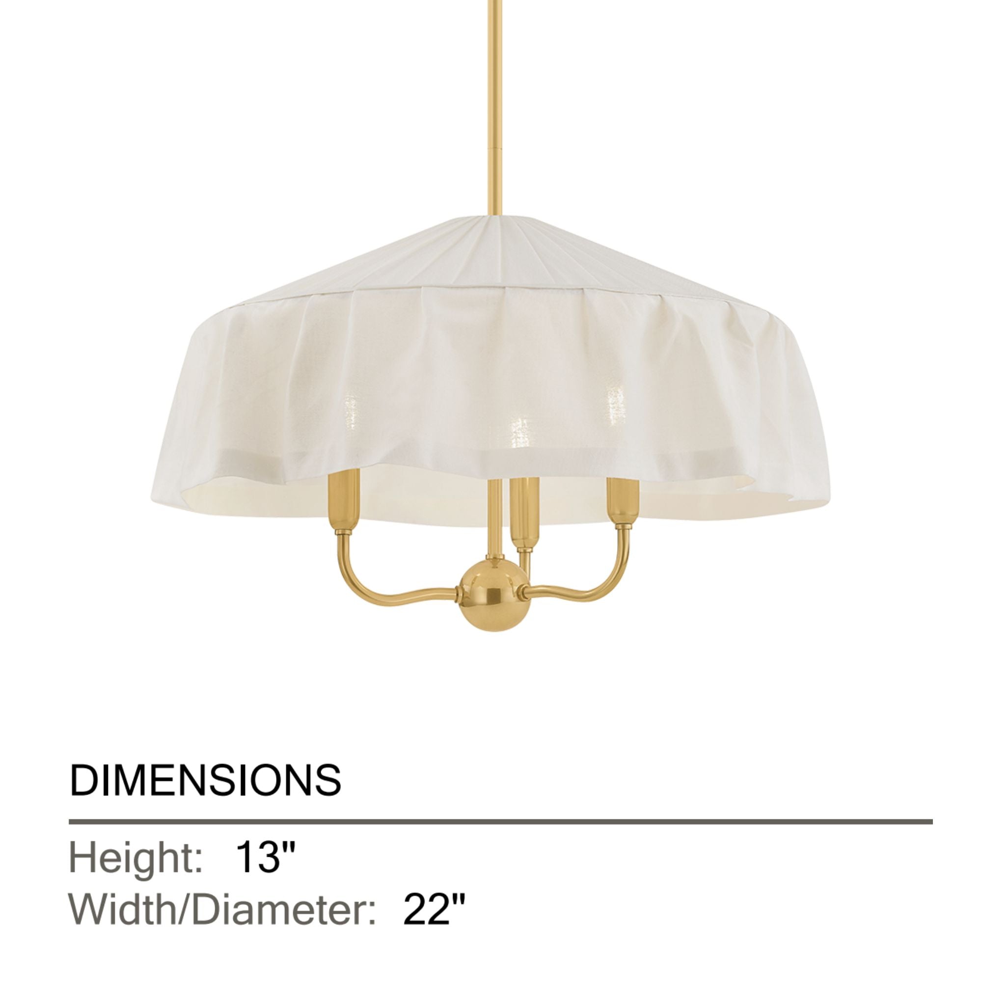 Mitzi Shivonne 22 in. 3-Light Pendant, Aged Brass with Ivory Linen Shade
