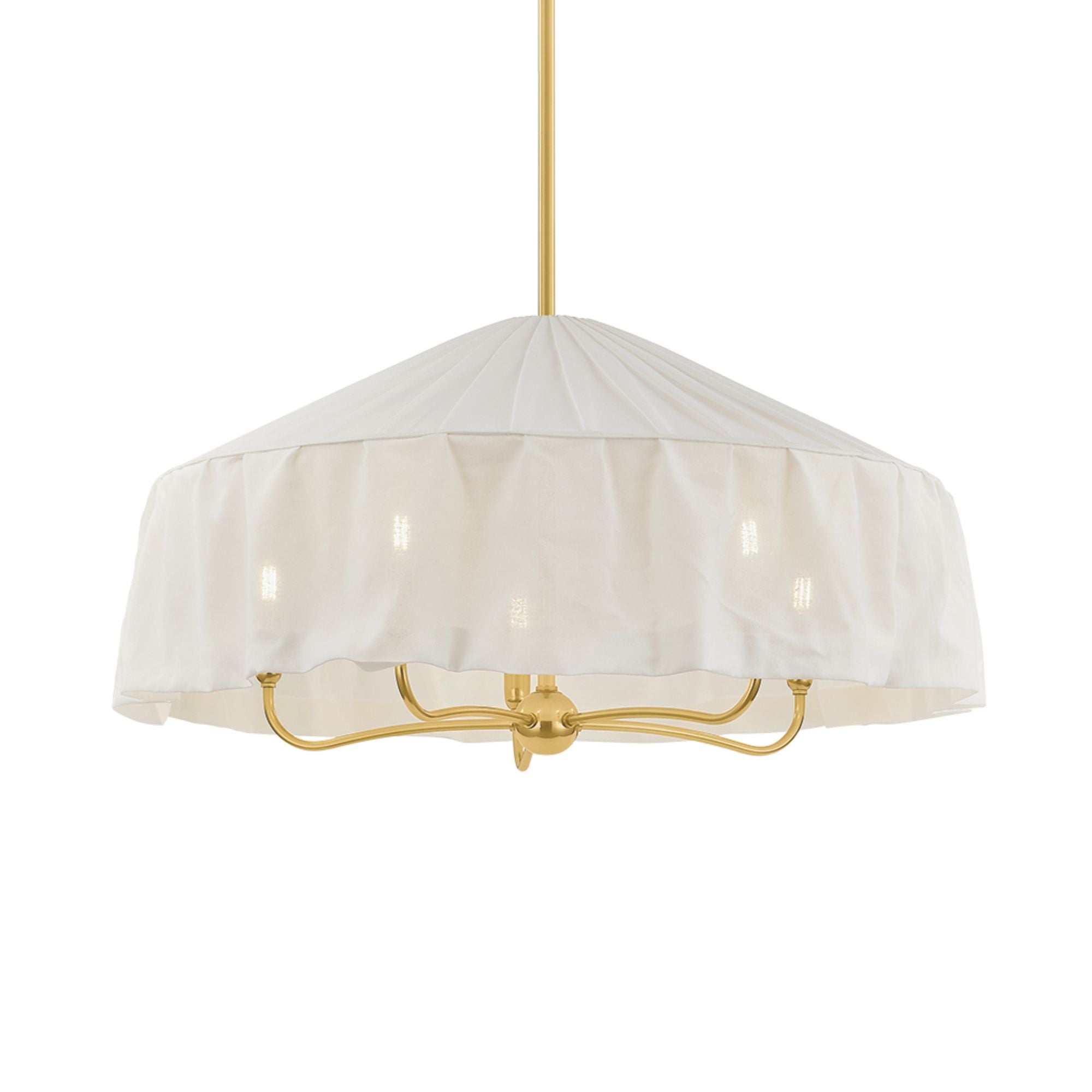 Mitzi Shivonne 34 in. 5-Light Pendant, Aged Brass with Ivory Linen Shade