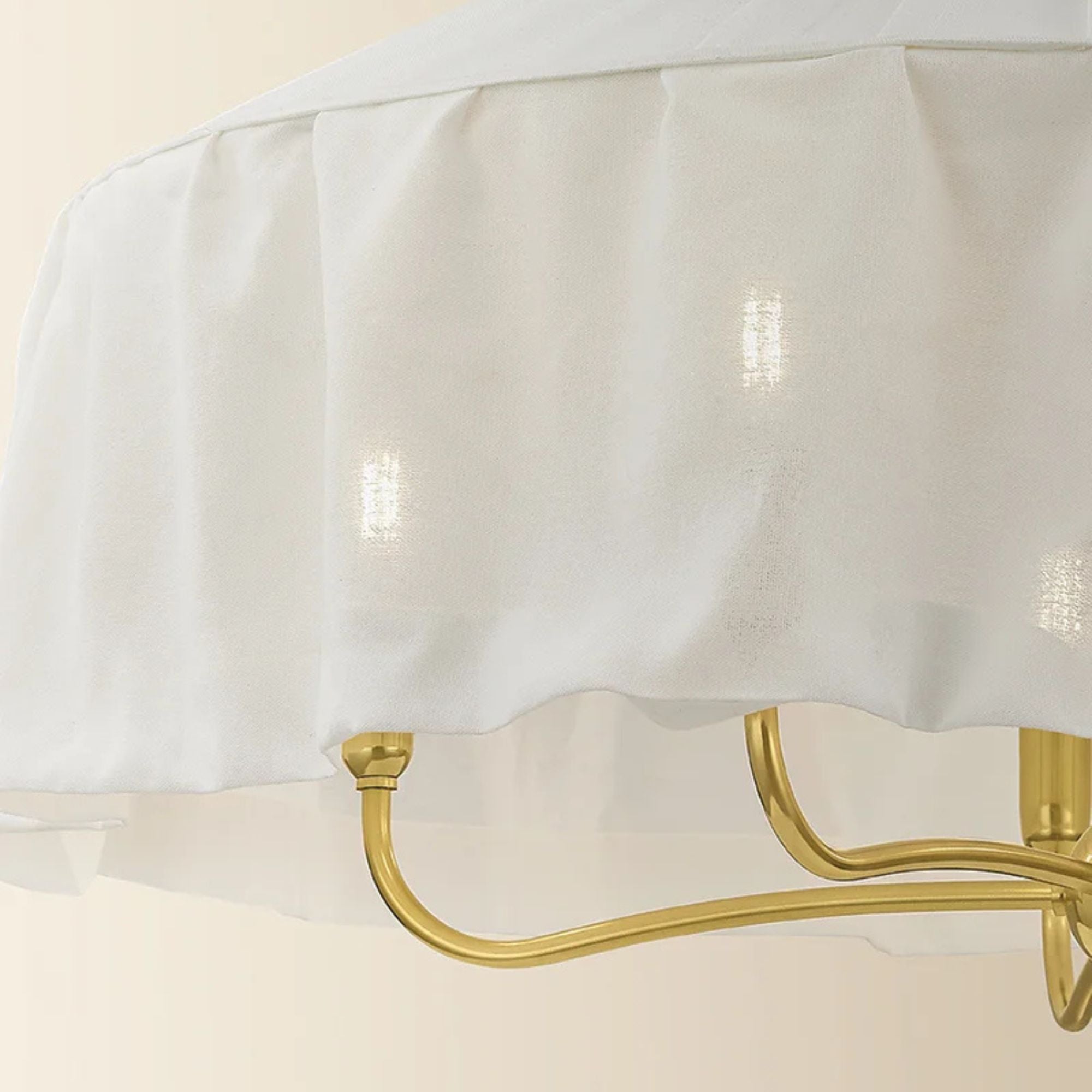 Mitzi Shivonne 34 in. 5-Light Pendant, Aged Brass with Ivory Linen Shade