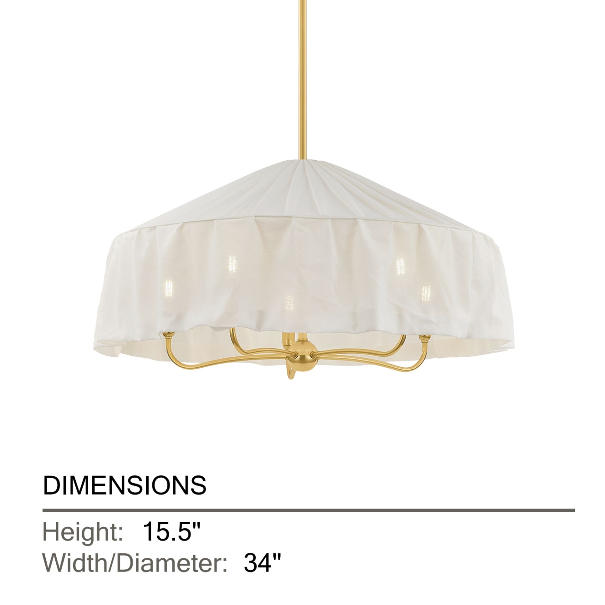 Mitzi Shivonne 34 in. 5-Light Pendant, Aged Brass with Ivory Linen Shade
