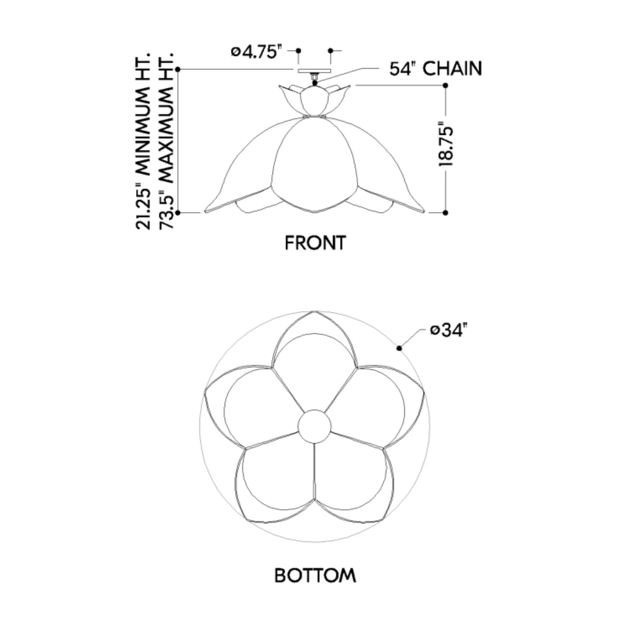 Solie 34" Pendant, Aged Brass Finish