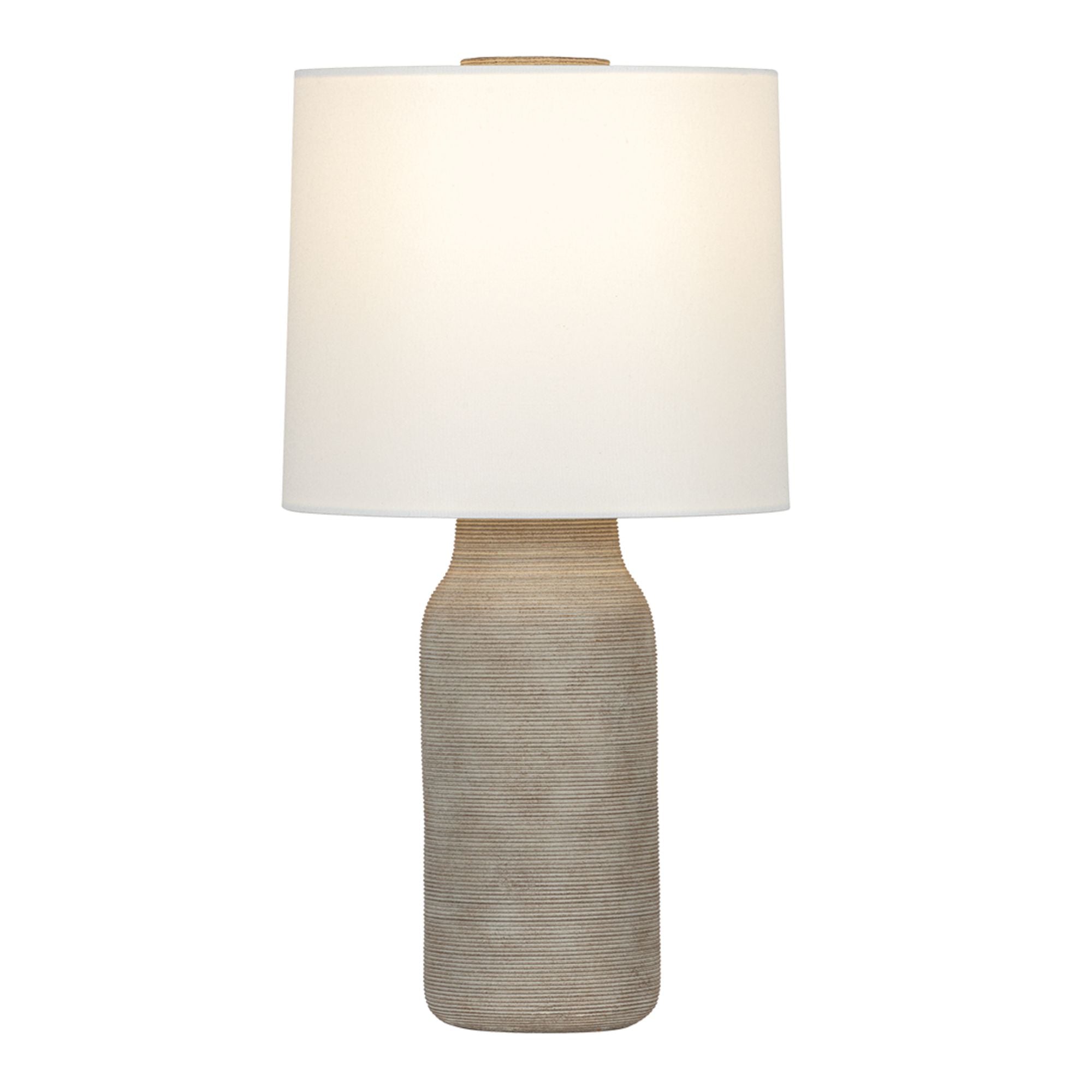 Stassi 27" Table Lamp, Aged Brass/Ceramic Stria Terra Finish