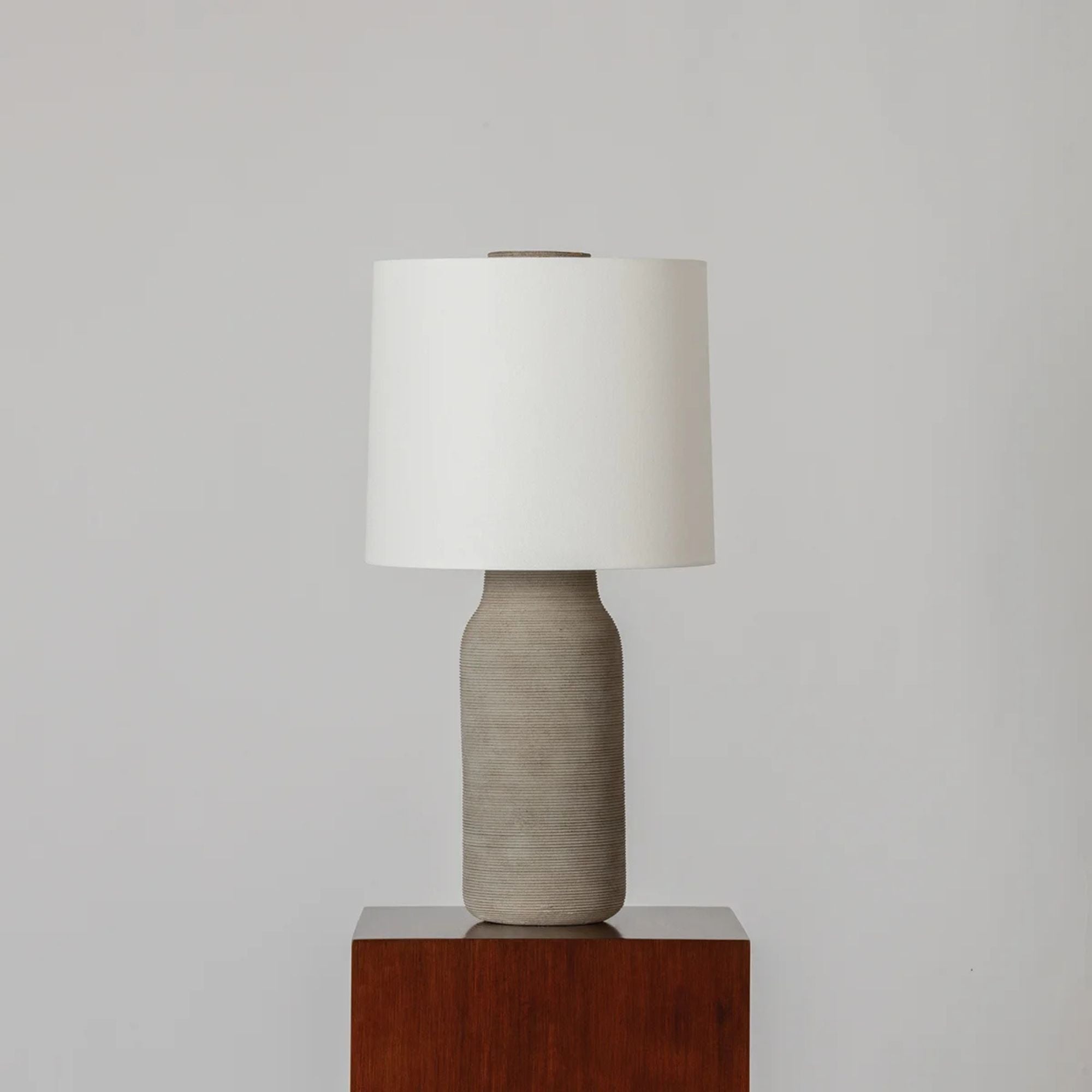 Stassi 27" Table Lamp, Aged Brass/Ceramic Stria Terra Finish