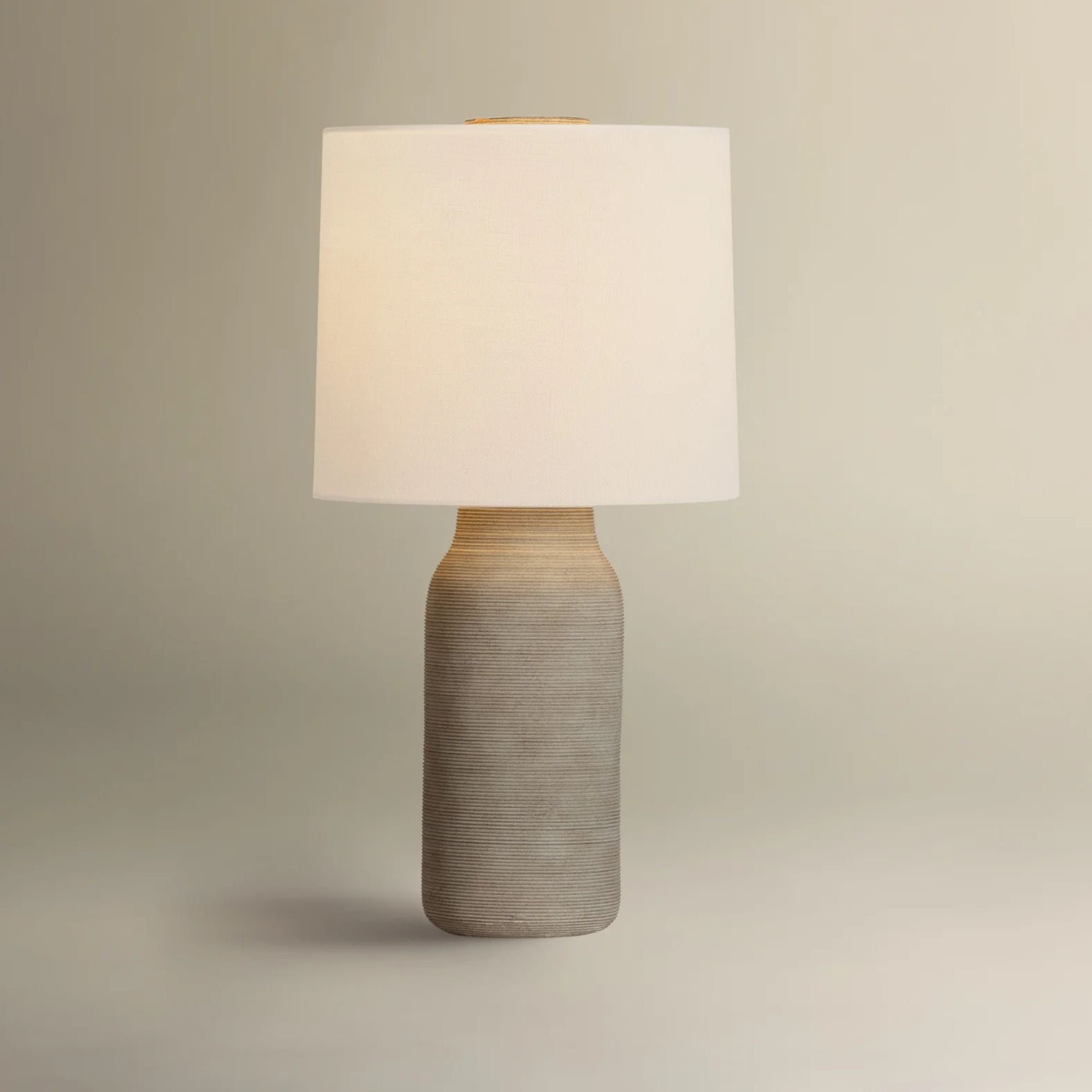 Stassi 27" Table Lamp, Aged Brass/Ceramic Stria Terra Finish