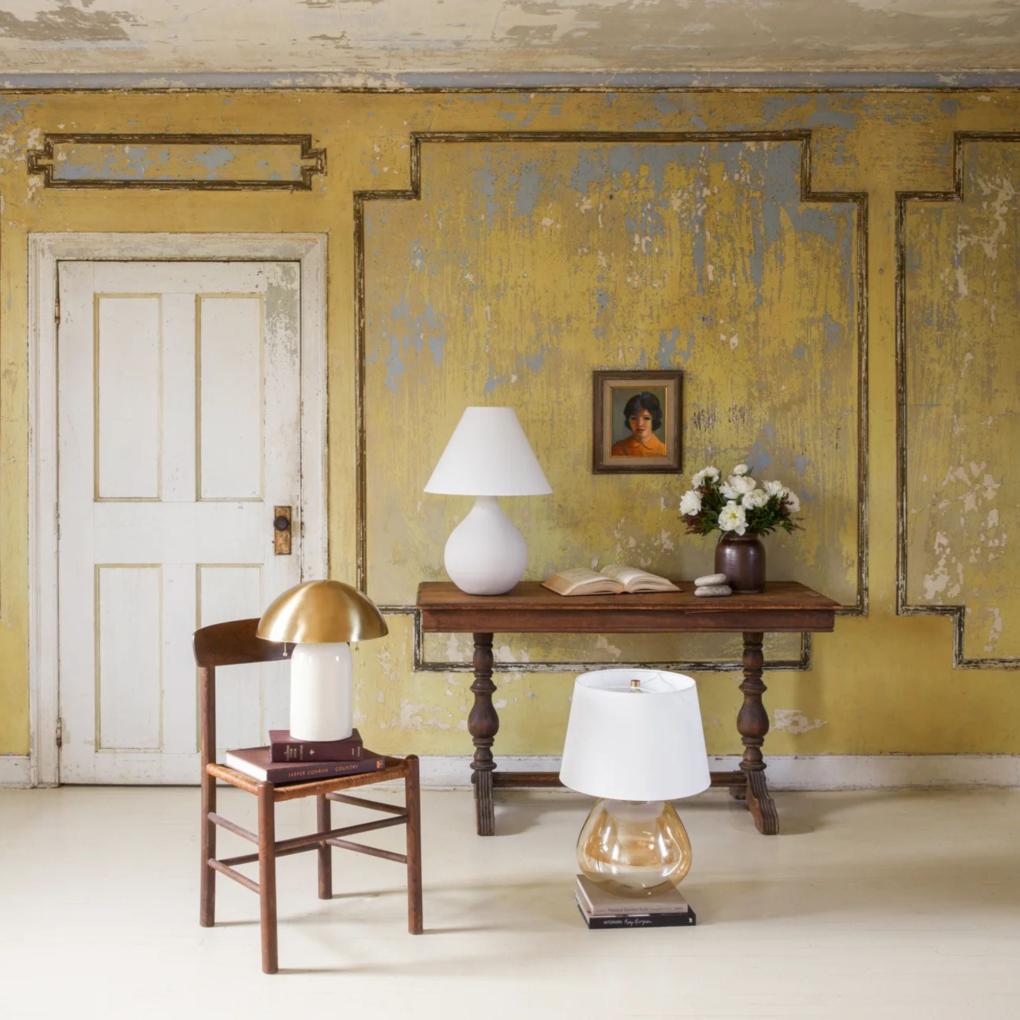 Thea 23" Table Lamp, Aged Brass Finish