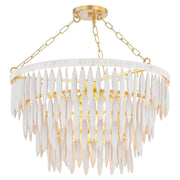 Mitzi - Tiffany 36" 4-Light Chandelier, Aged Brass/Textured Cream Finish | Bees Lighting