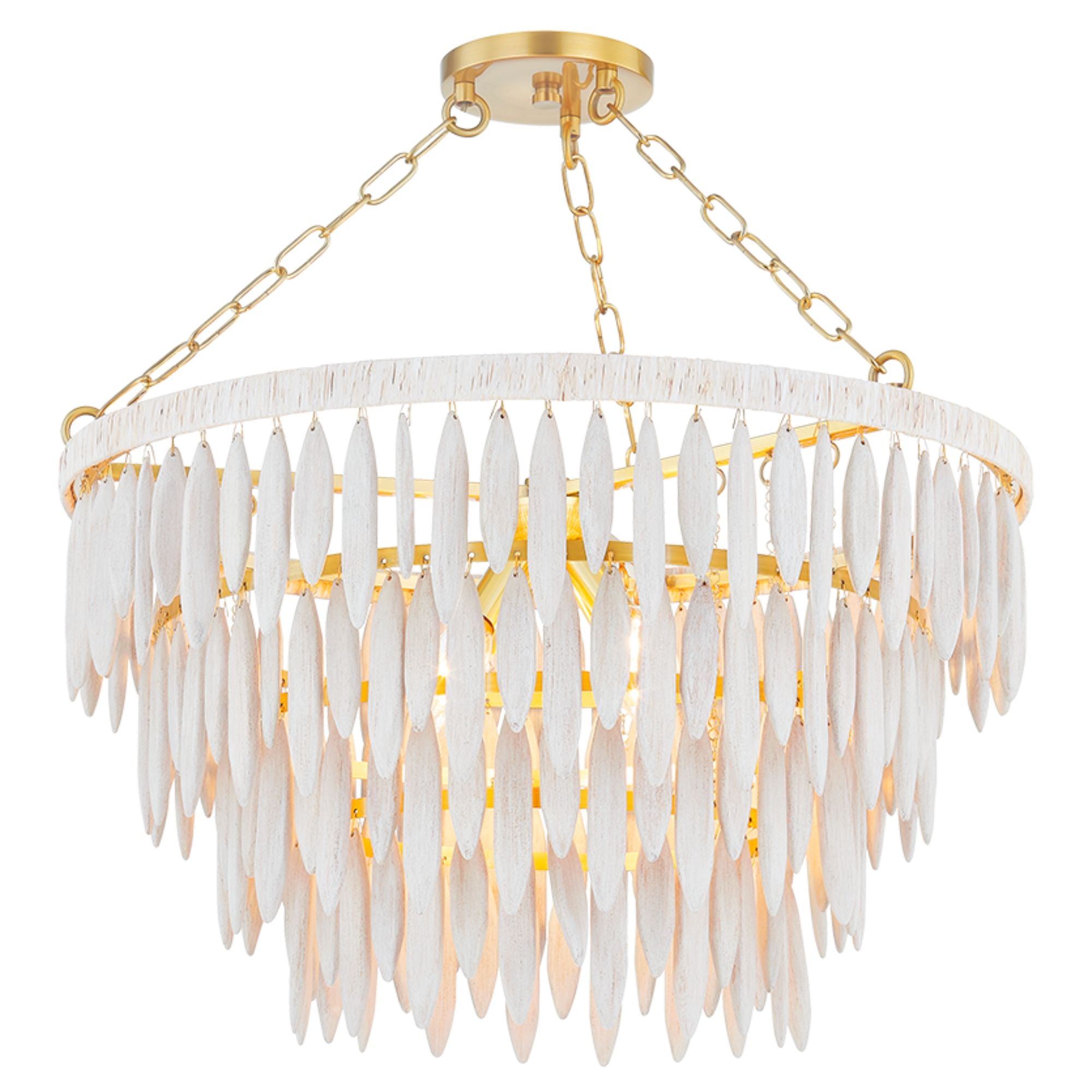 Tiffany 36" 4-Light Chandelier, Aged Brass/Textured Cream Finish