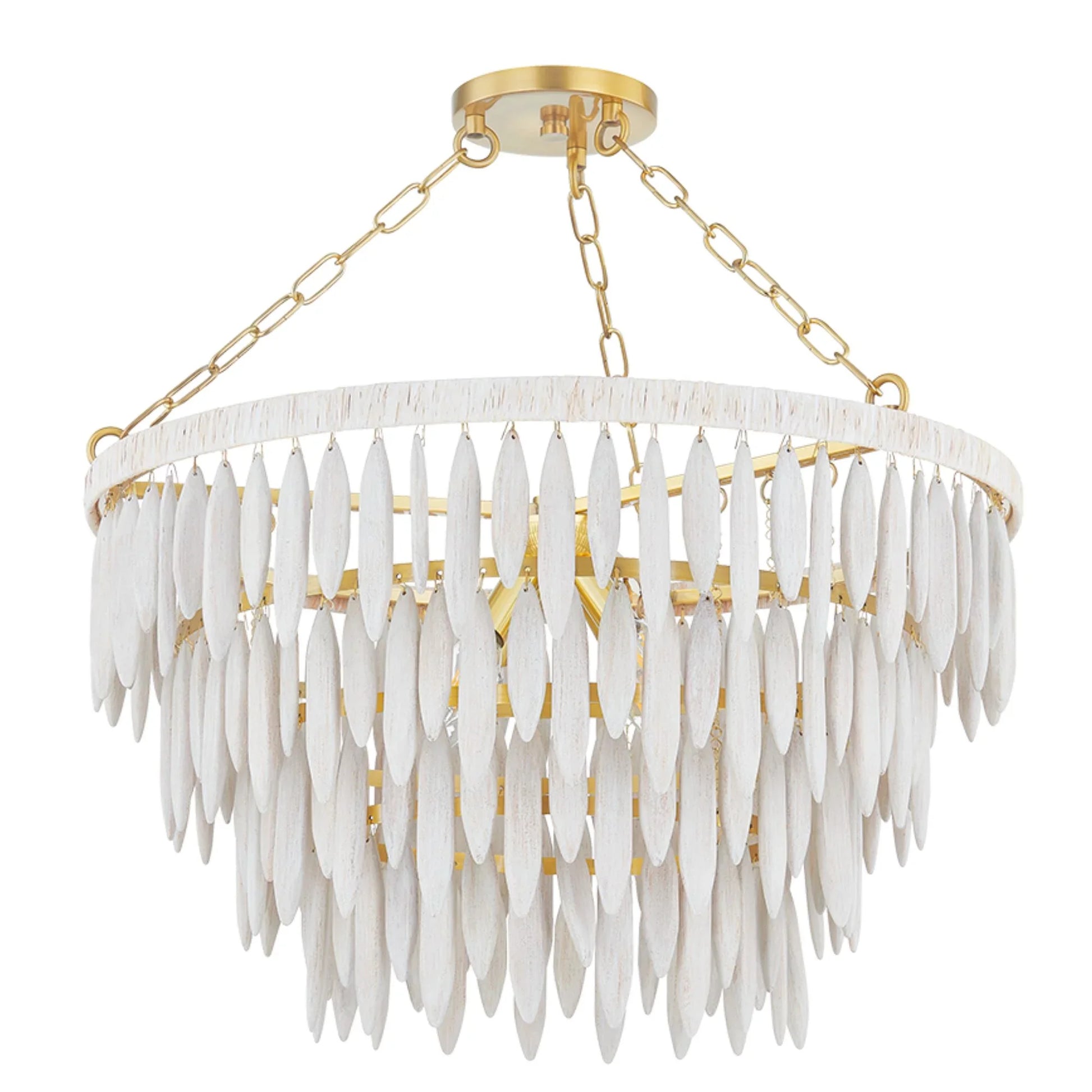 Mitzi - Tiffany 36" 4-Light Chandelier, Aged Brass/Textured Cream Finish | Bees Lighting
