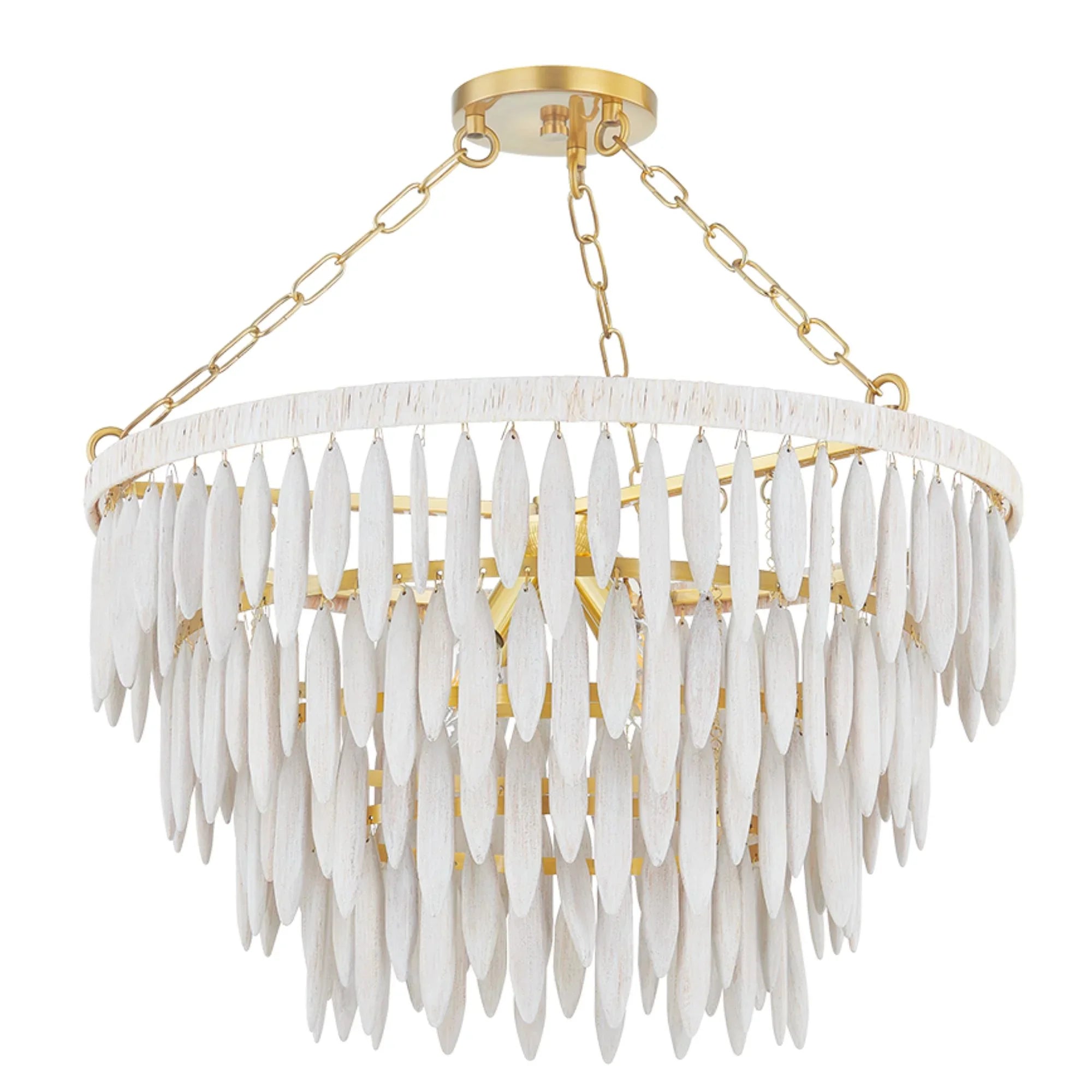 Mitzi - Tiffany 36" 4-Light Chandelier, Aged Brass/Textured Cream Finish | Bees Lighting