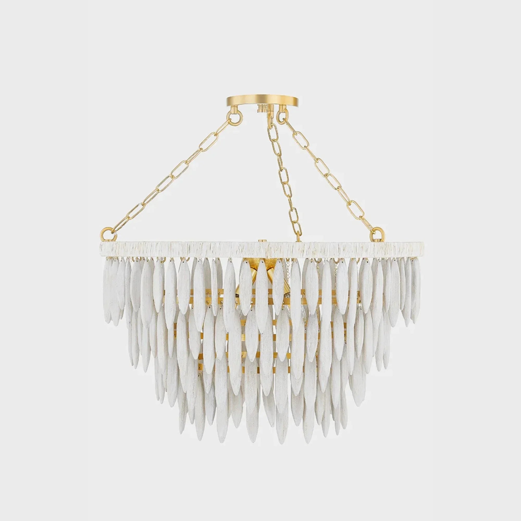 Mitzi - Tiffany 36" 4-Light Chandelier, Aged Brass/Textured Cream Finish | Bees Lighting