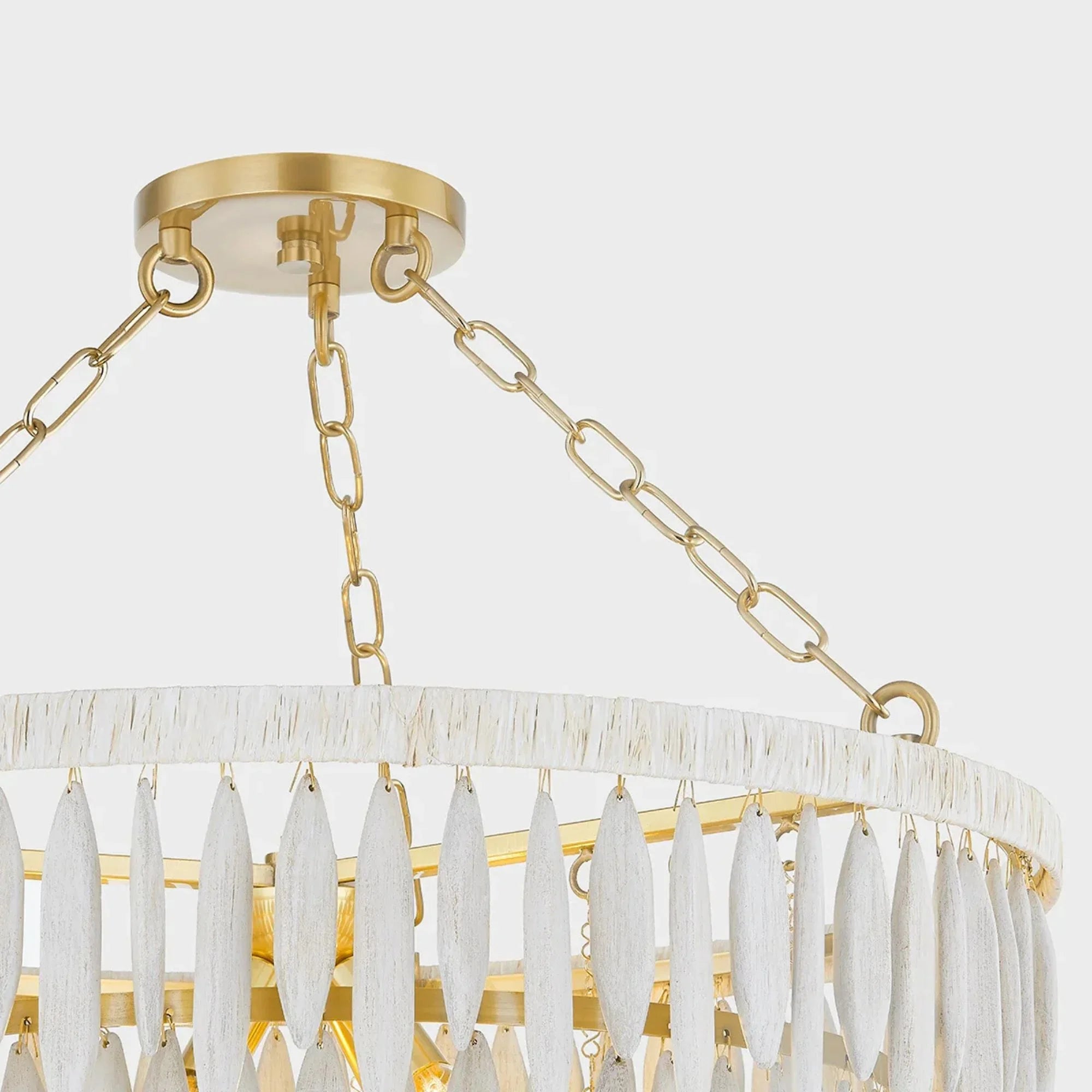 Mitzi - Tiffany 36" 4-Light Chandelier, Aged Brass/Textured Cream Finish | Bees Lighting