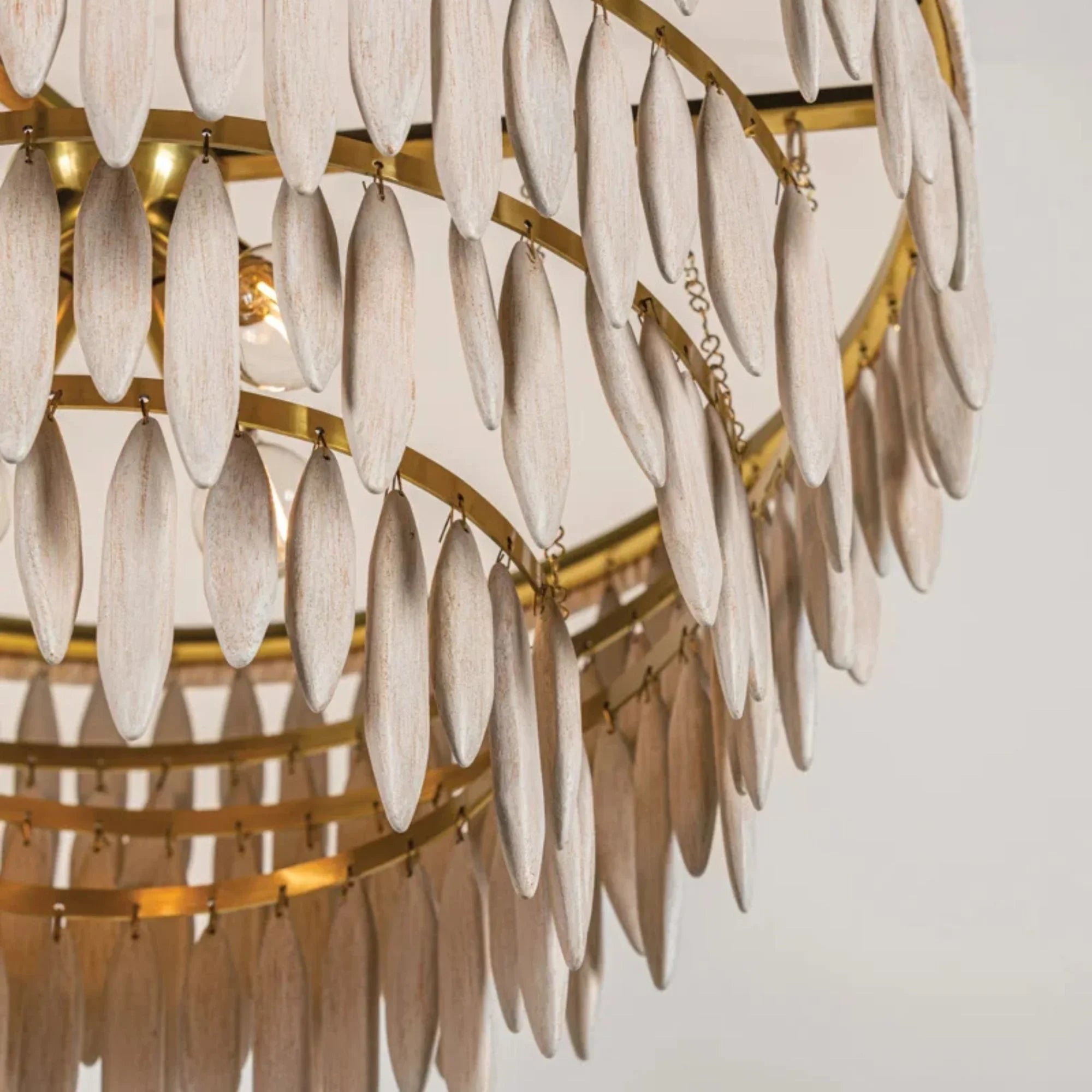 Mitzi - Tiffany 36" 4-Light Chandelier, Aged Brass/Textured Cream Finish | Bees Lighting