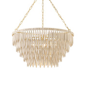 Mitzi Tiffany 31.5in 5-Light Chandelier, Aged Brass with Whitewashed Wood Beads