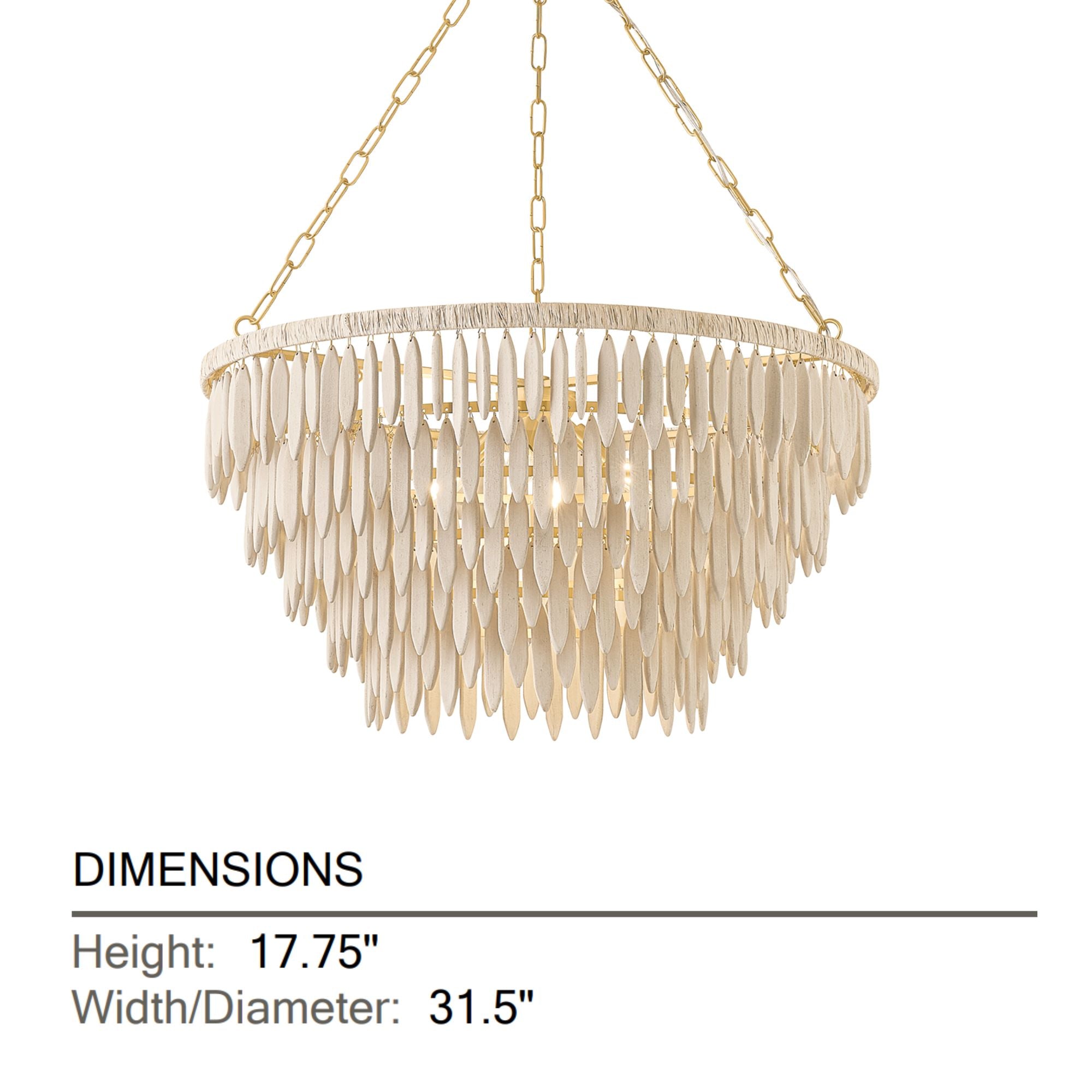 Mitzi Tiffany 31.5in 5-Light Chandelier, Aged Brass with Whitewashed Wood Beads