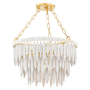Tiffany 38" Pendant, Aged Brass/Textured Cream Finish