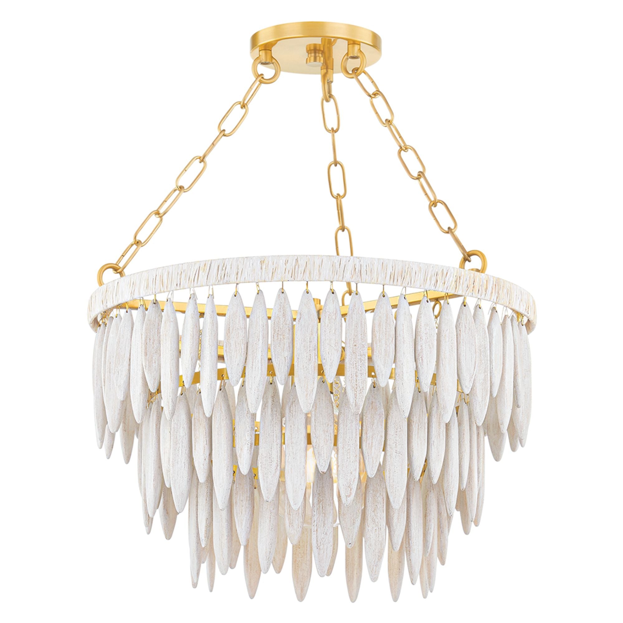 Tiffany 38" Pendant, Aged Brass/Textured Cream Finish