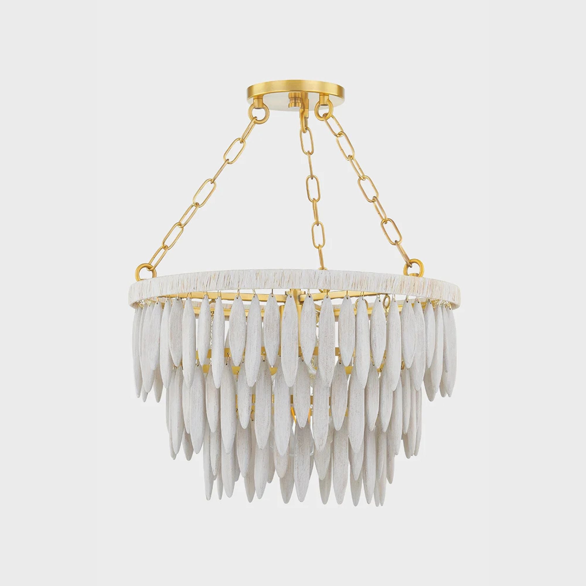 Tiffany 38" Pendant, Aged Brass/Textured Cream Finish