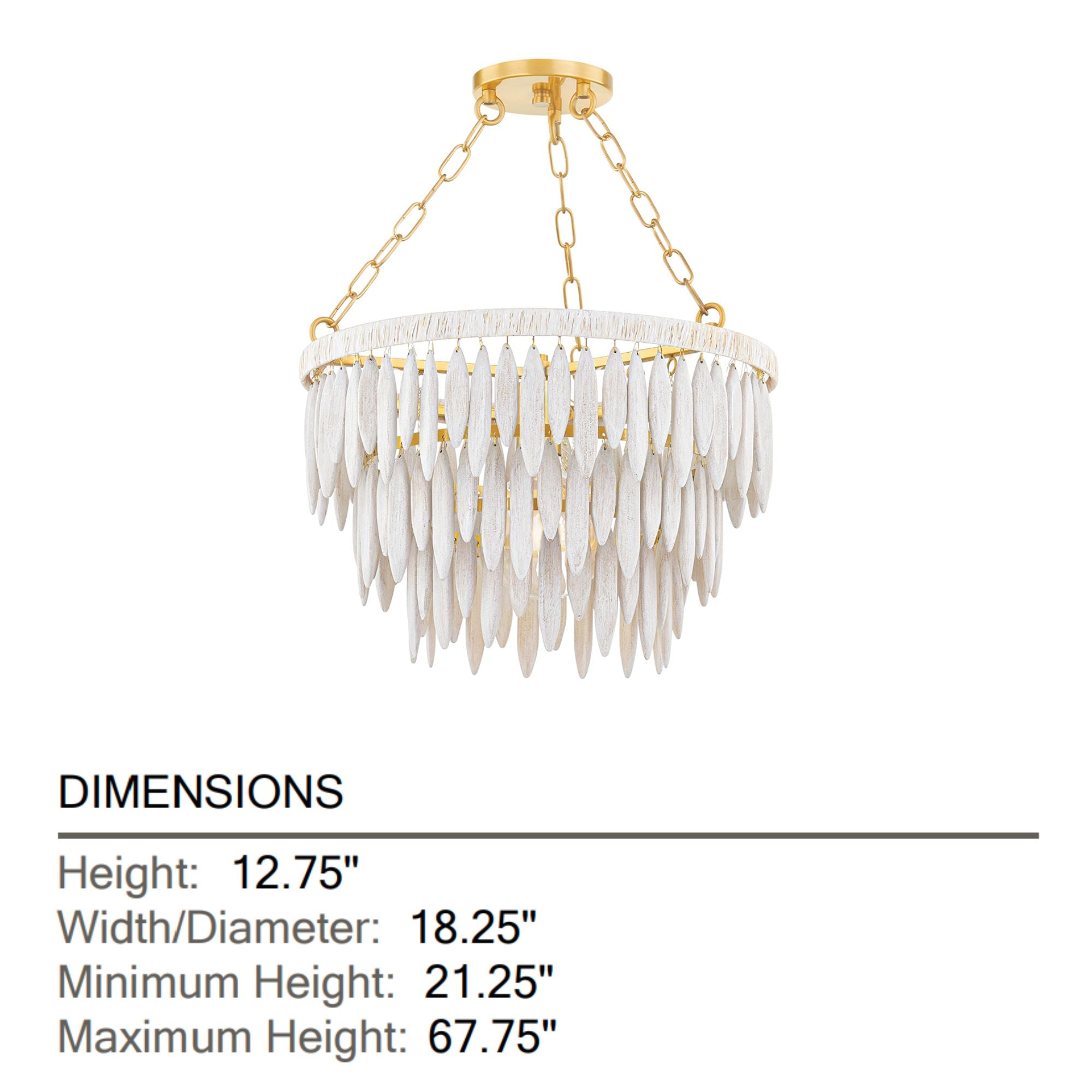 Tiffany 38" Pendant, Aged Brass/Textured Cream Finish