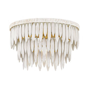 Tiffany 18" Semi Flush Mount, Aged Brass/Textured Cream Finish