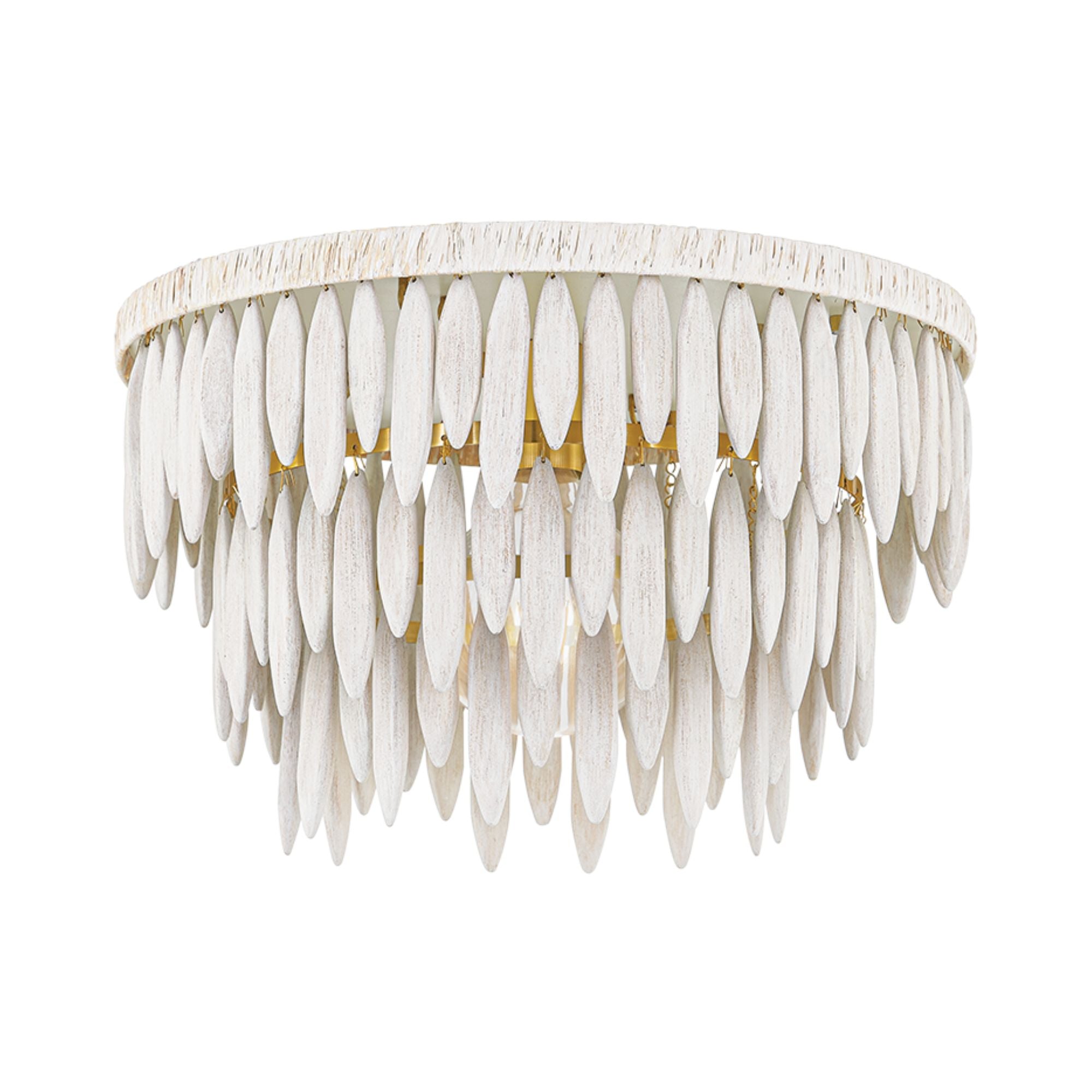 Tiffany 18" Semi Flush Mount, Aged Brass/Textured Cream Finish