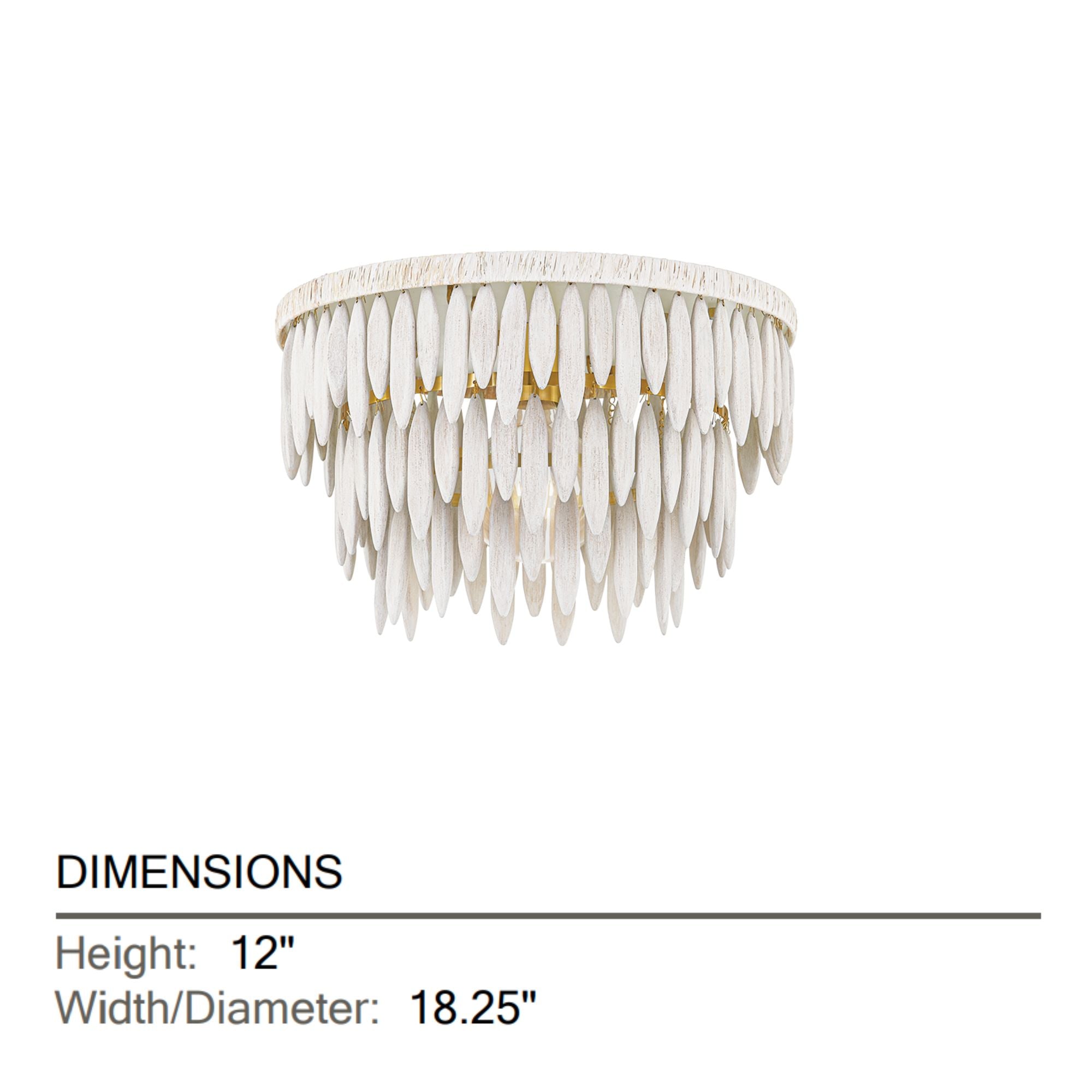 Tiffany 18" Semi Flush Mount, Aged Brass/Textured Cream Finish