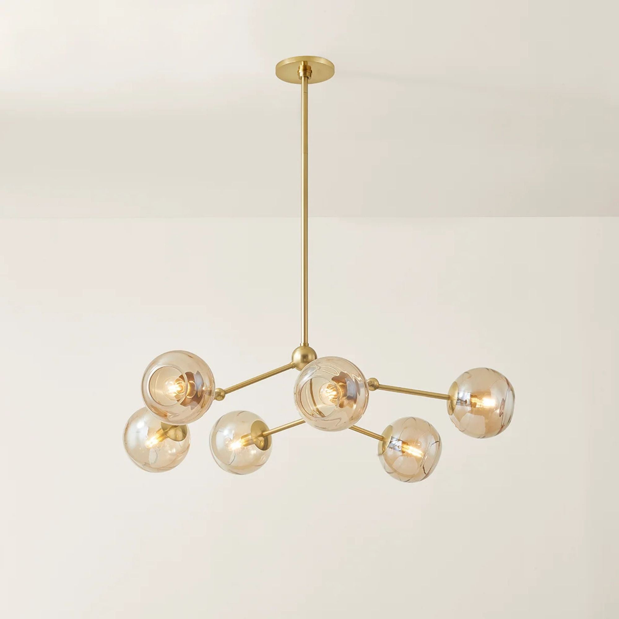 Trixie 35" 6-Light Chandelier, Aged Brass Finish