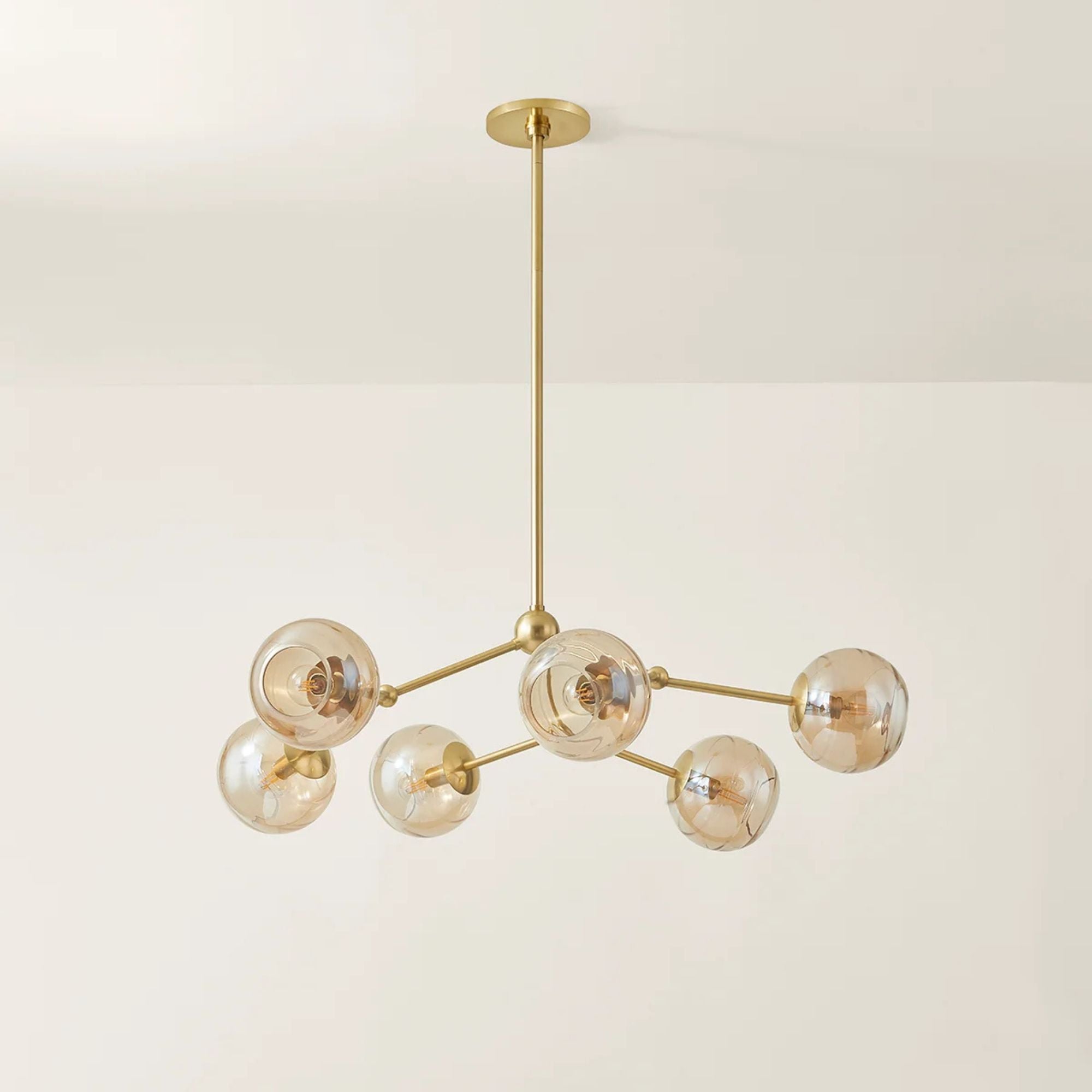 Trixie 35" 6-Light Chandelier, Aged Brass Finish