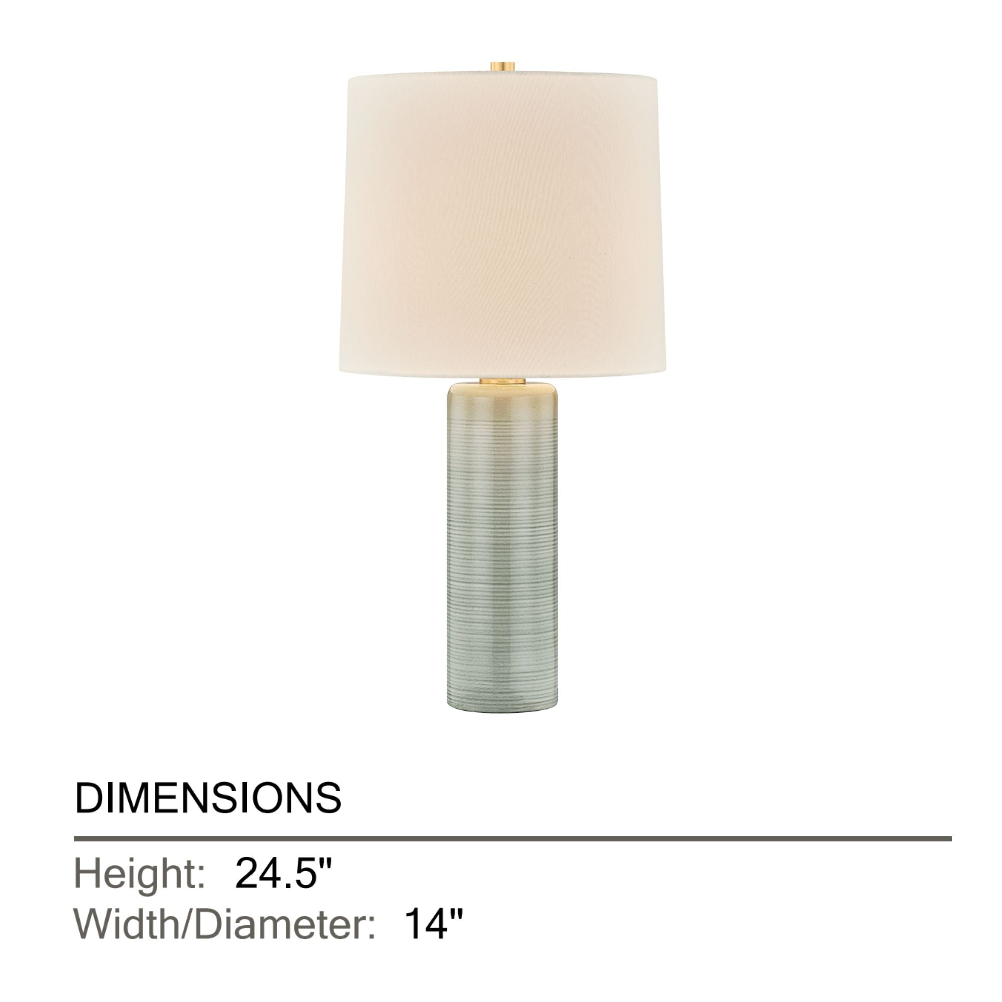 Mitzi Tuva 24.5 in. Table Lamp, Aged Brass & Ceramic Silver Lake with Off White Linen Drum Shade